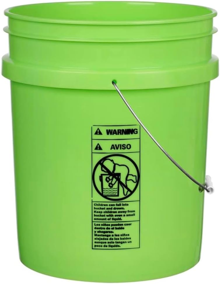 House Naturals 5 Gallon Premium HPDE Plastic Bucket - Made in USA Food Grade Storage Container, BPA Free All Purpose Pail (4, Lime)