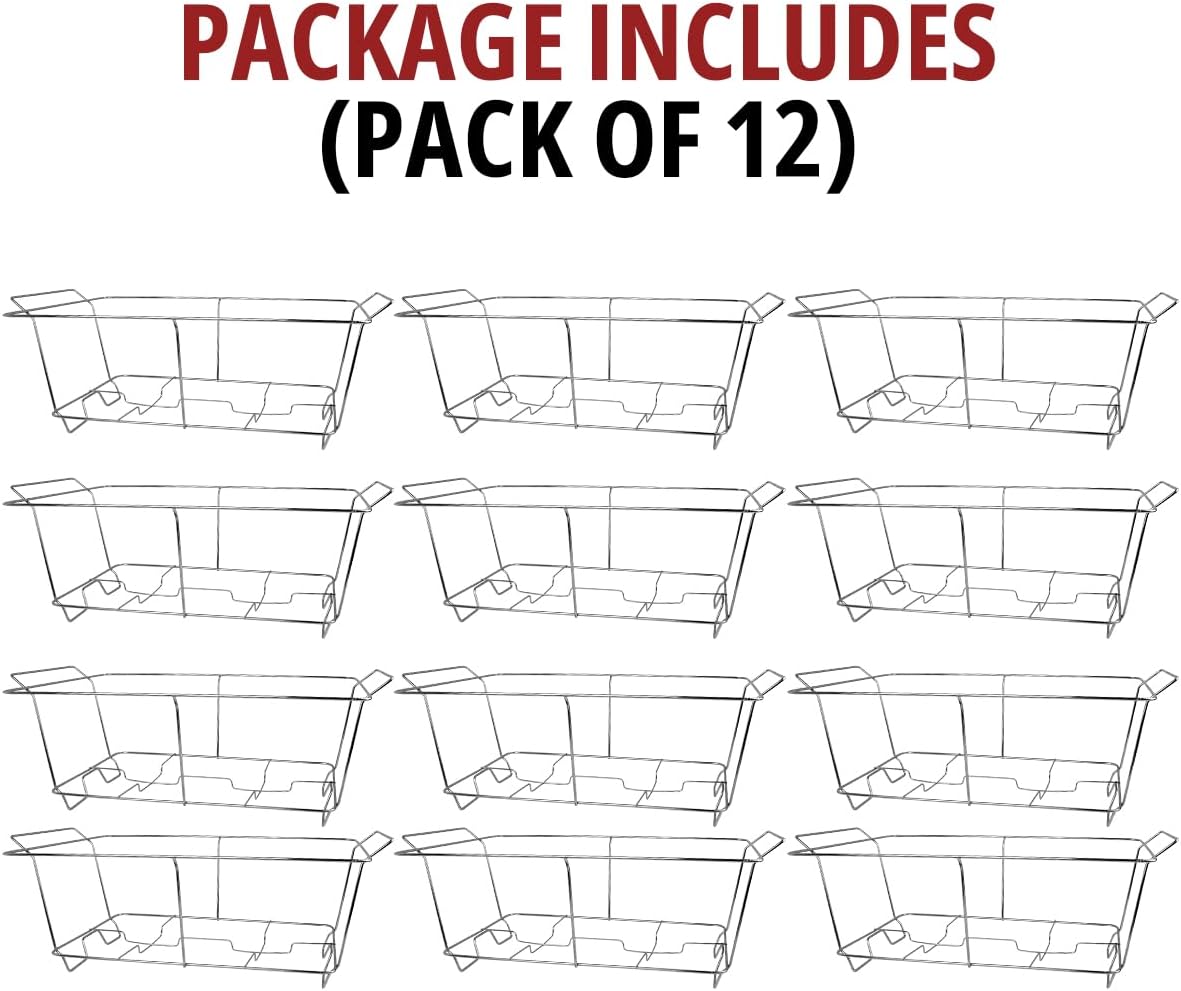 12 Pack Chafing Wire Rack Buffet Stand Chrome Frame for Events, Parties, Wedding, & Birthday Party Catering, Full Size Chafing Stand for Dish Serving Trays, Food Warmer Catering Supplies