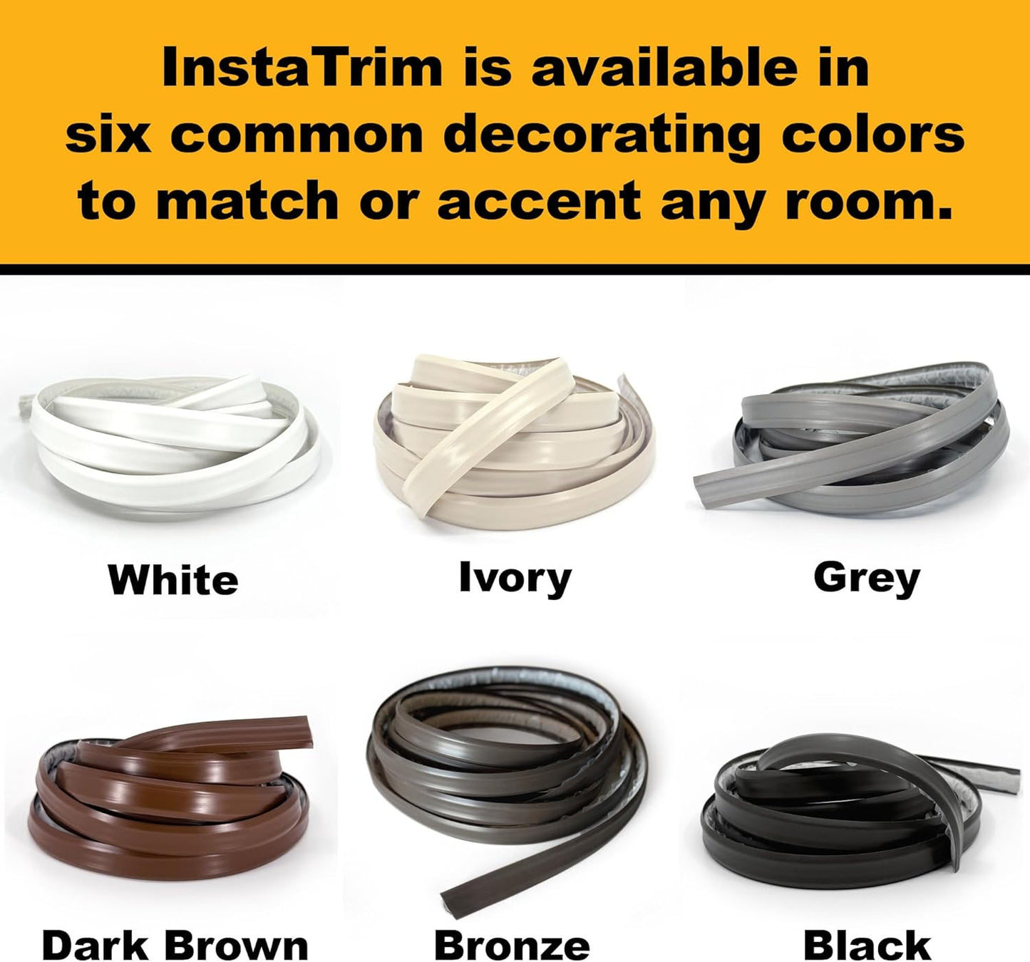 InstaTrim The Original Flexible Trim - 50ft Grey 3/4" Wide Caulk Tape - Adhesive Trim with Many Uses Including Caulking for Bathtubs, Sinks, Counters, Tile, Floors - Made in USA