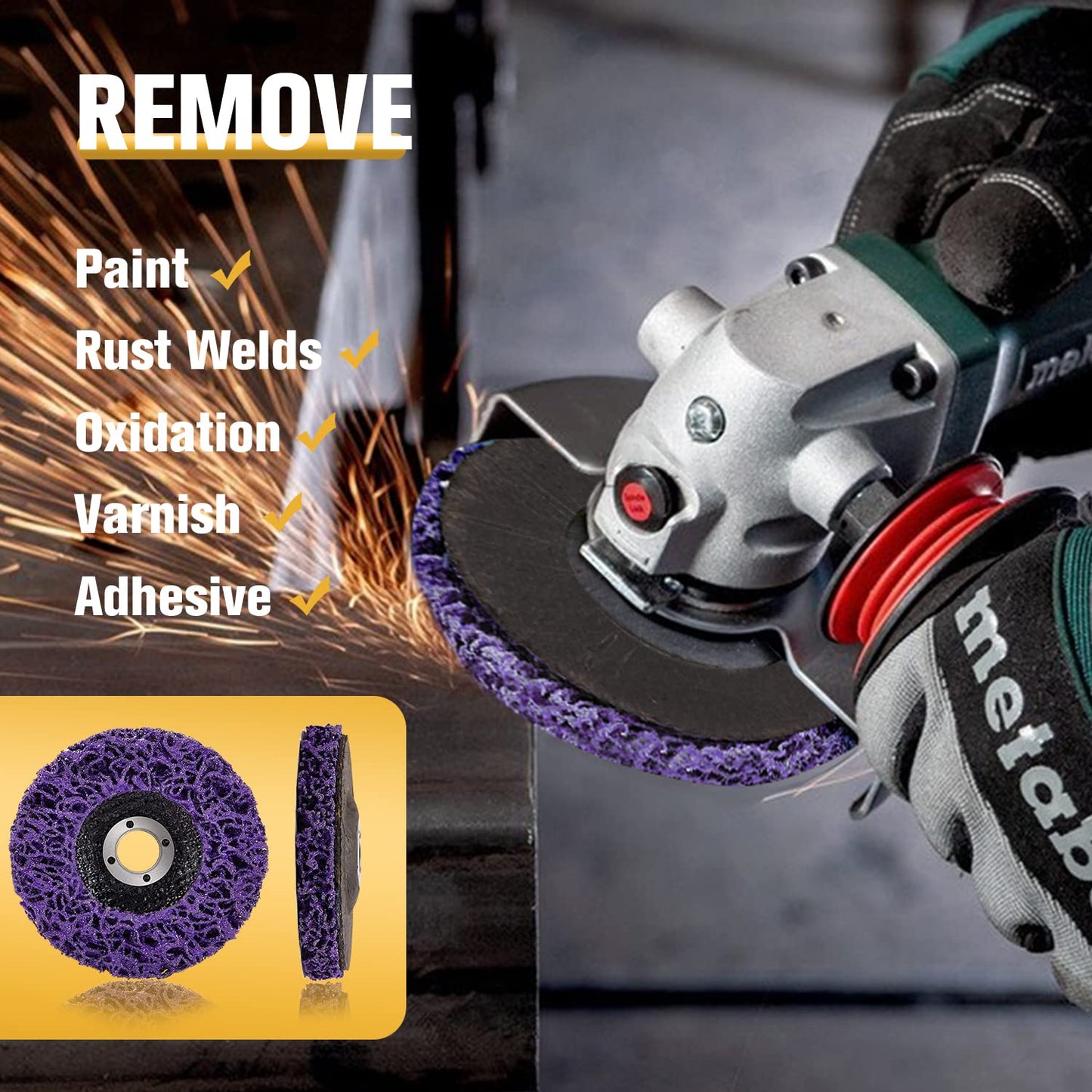 10 Pack Strip Discs Rust Remover Wheel Stripping Wheel for Angle Grinder Paint Strip Wheel Quick Abrasive Discs Rust, Oxidation, Paint Remover (4'' x 5/8'')