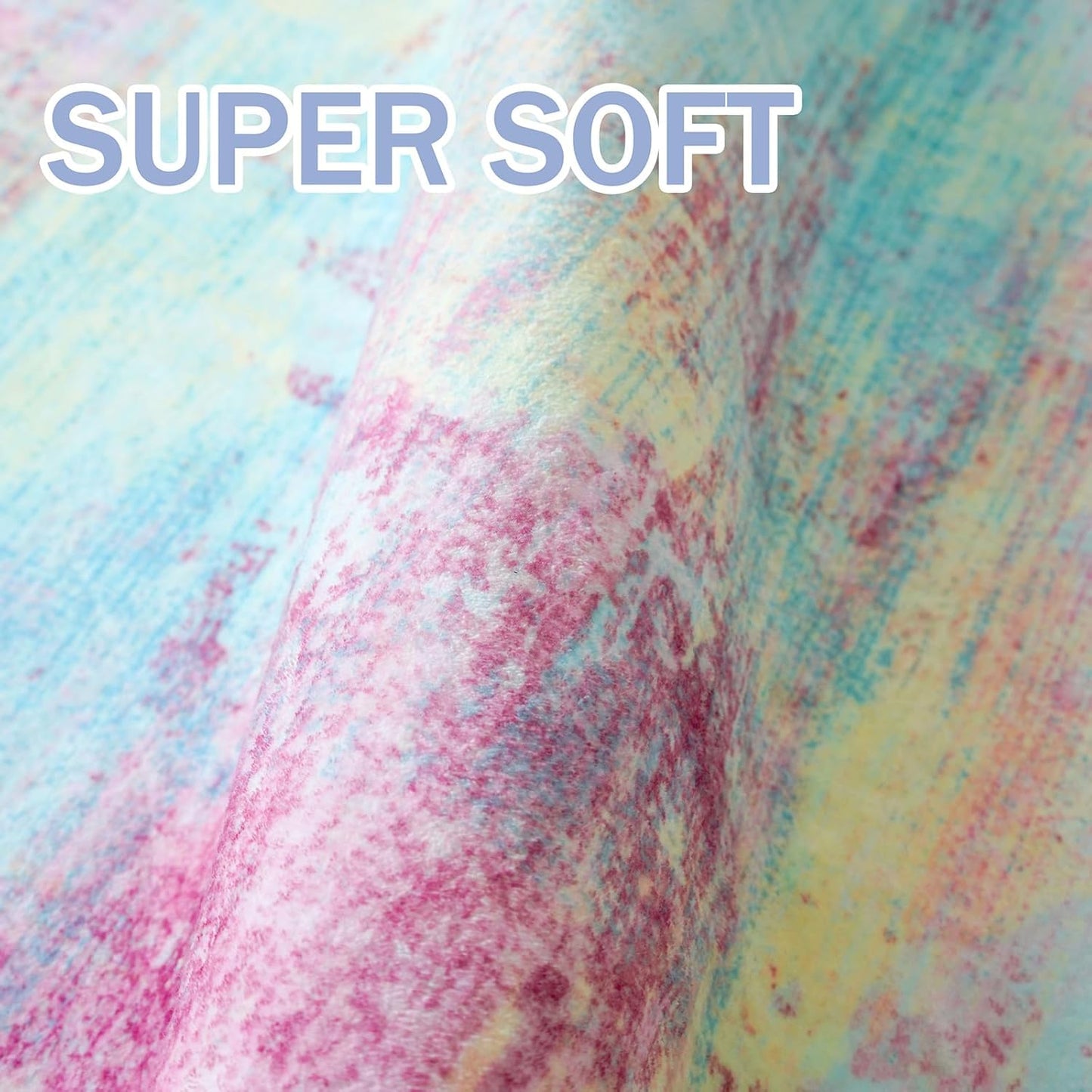 IOHOUZE Abstract Area Rug 3x5 Ft Washable Rugs for Entryway Indoor, Non Slip Kitchen Rug Printed Faux Wool Throw Rugs, Indoor Door Mat for Door Entrance Foyer Living Room, Pink Teal