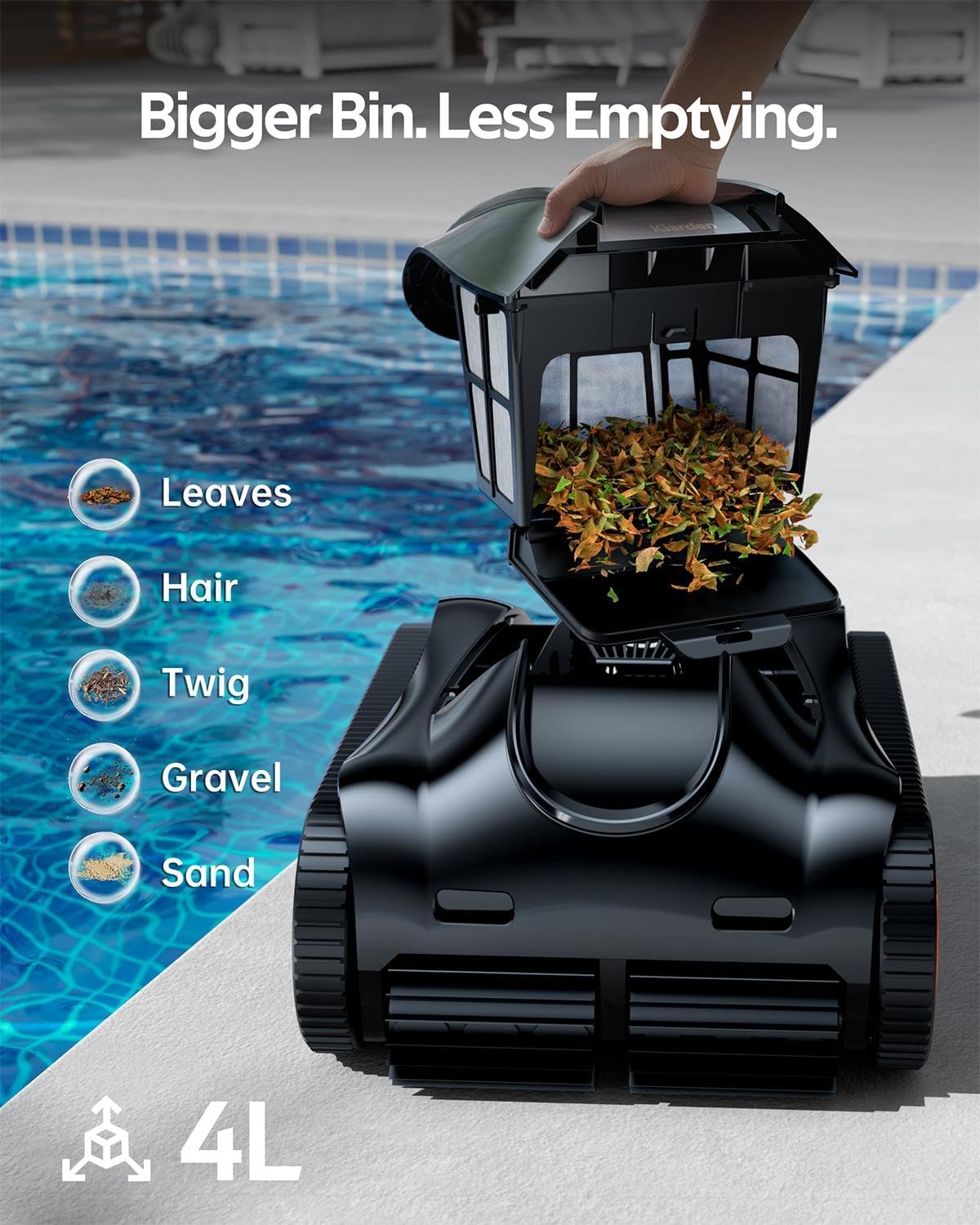 (2025 Upgrade) iGarden Pool Cleaner K60, 6H Cordless Robotic Pool Vacuum for Inground & Above Ground Pools, AI Timer, Smart Navigation, Floor, Walls&Waterline Scrubber, Touchscreen, Auto-Parking