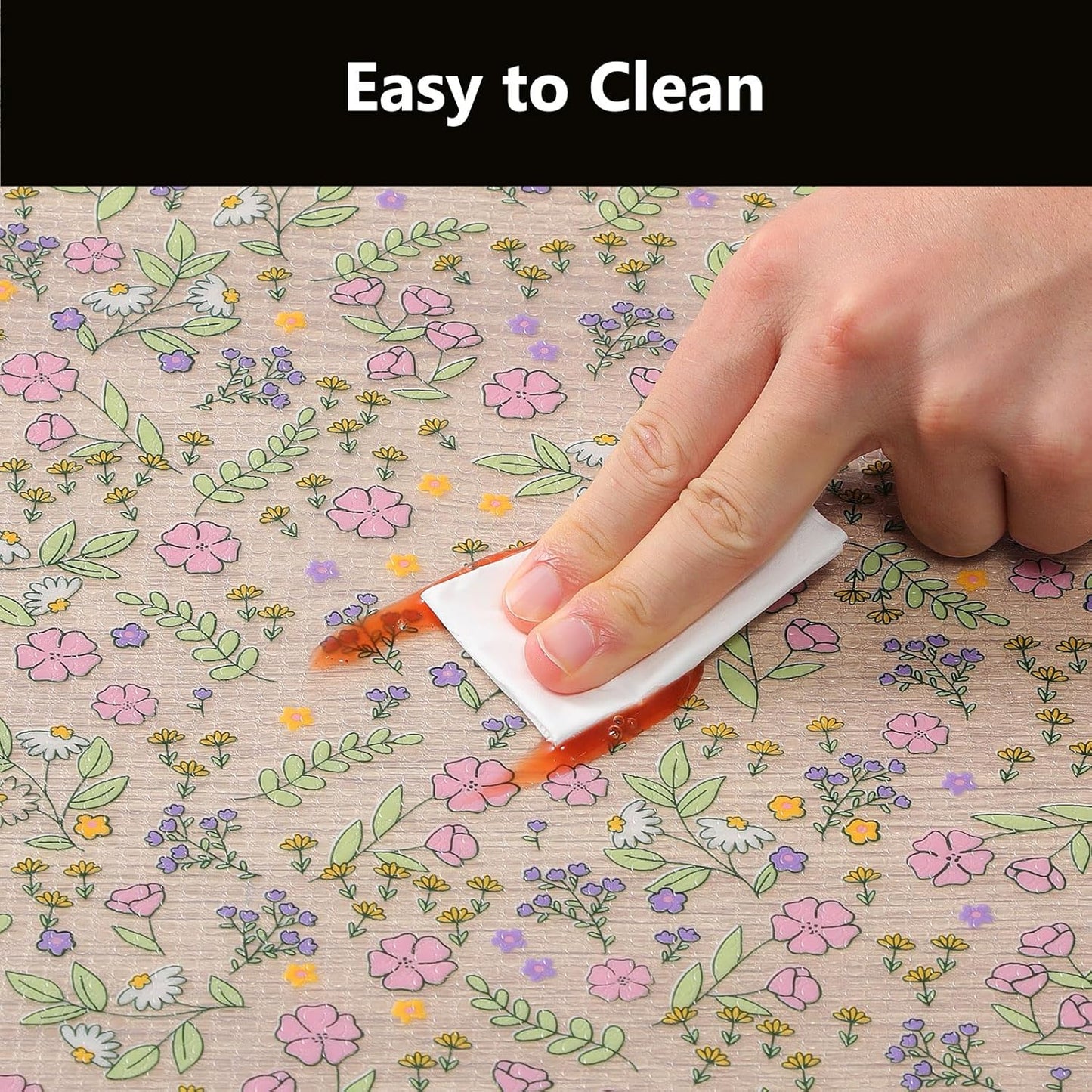 INNOLITES Non-Slip Shelf Liner – Cabinet & Drawer Liner Non-Adhesive – Waterproof Oil-Proof – Durable EVA with Floral for Kitchen Cabinets Refrigerator – BPA-Free, Easy to Cut 23.6" x 360"