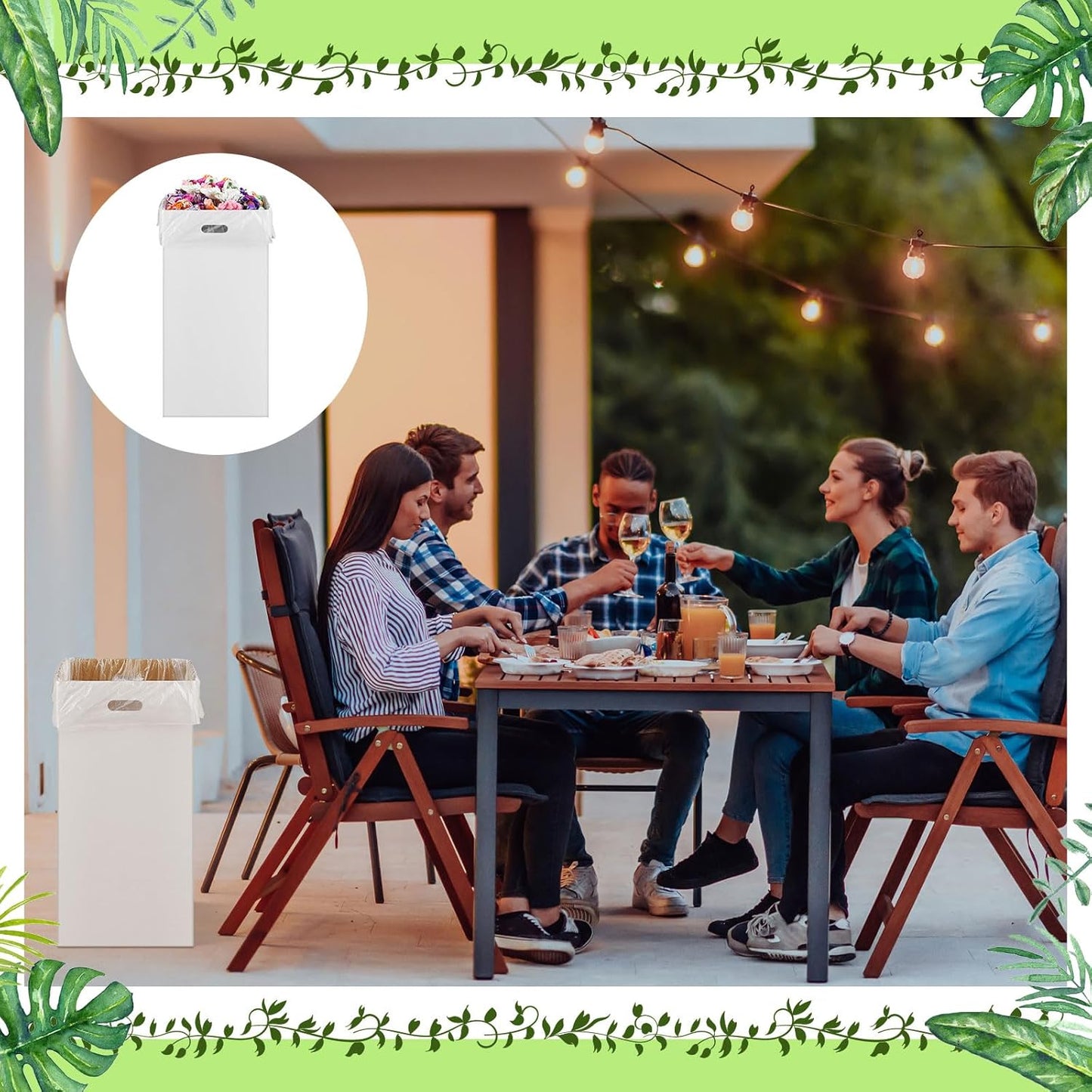 10 Pack 13 Gallon Cardboard Trash Cans Disposable and Reusable Corrugated Cardboard Cans Recycling Bins Bulk with 20 Garbage Bags for Parties Events