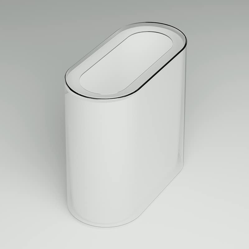 IEEK Small Waste Basket Slim Trash Can 3.2 Gallon/12L Clear and White Garbage Can Rectangle Plastic Wastebaskets Container Bin for Narrow Spaces Office,Bathroom, Bedroom,Kitchen,Living Room,Study