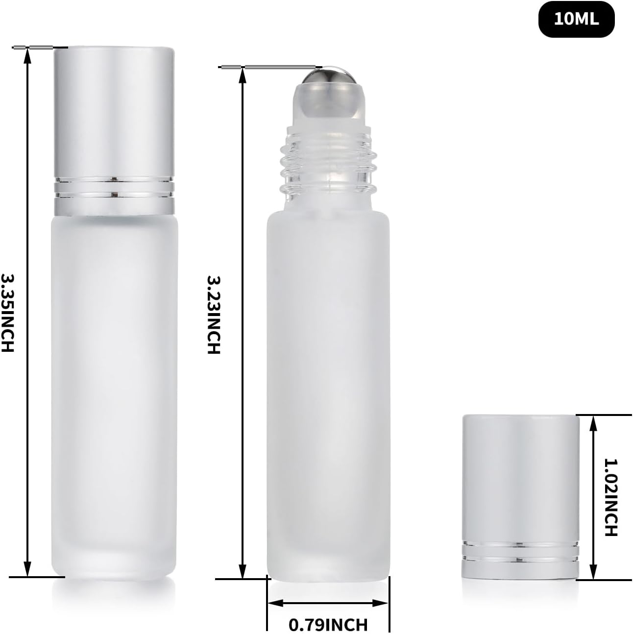 12 Pack Essential Oil Roller Bottles,10ml 0.34oz Empty Frosted Glass Roller Bottles with Stainless Steel Roller Balls and Caps Refillable Container for Perfume Roll on Bottles (12 Pack Silver Caps)