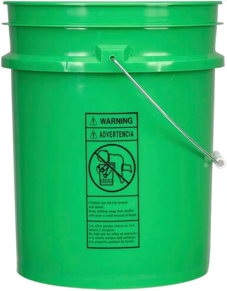 House Naturals 5 Gallon Premium HPDE Plastic Bucket - Made in USA Food Grade Storage Container, BPA Free All Purpose Pail (1, Green)