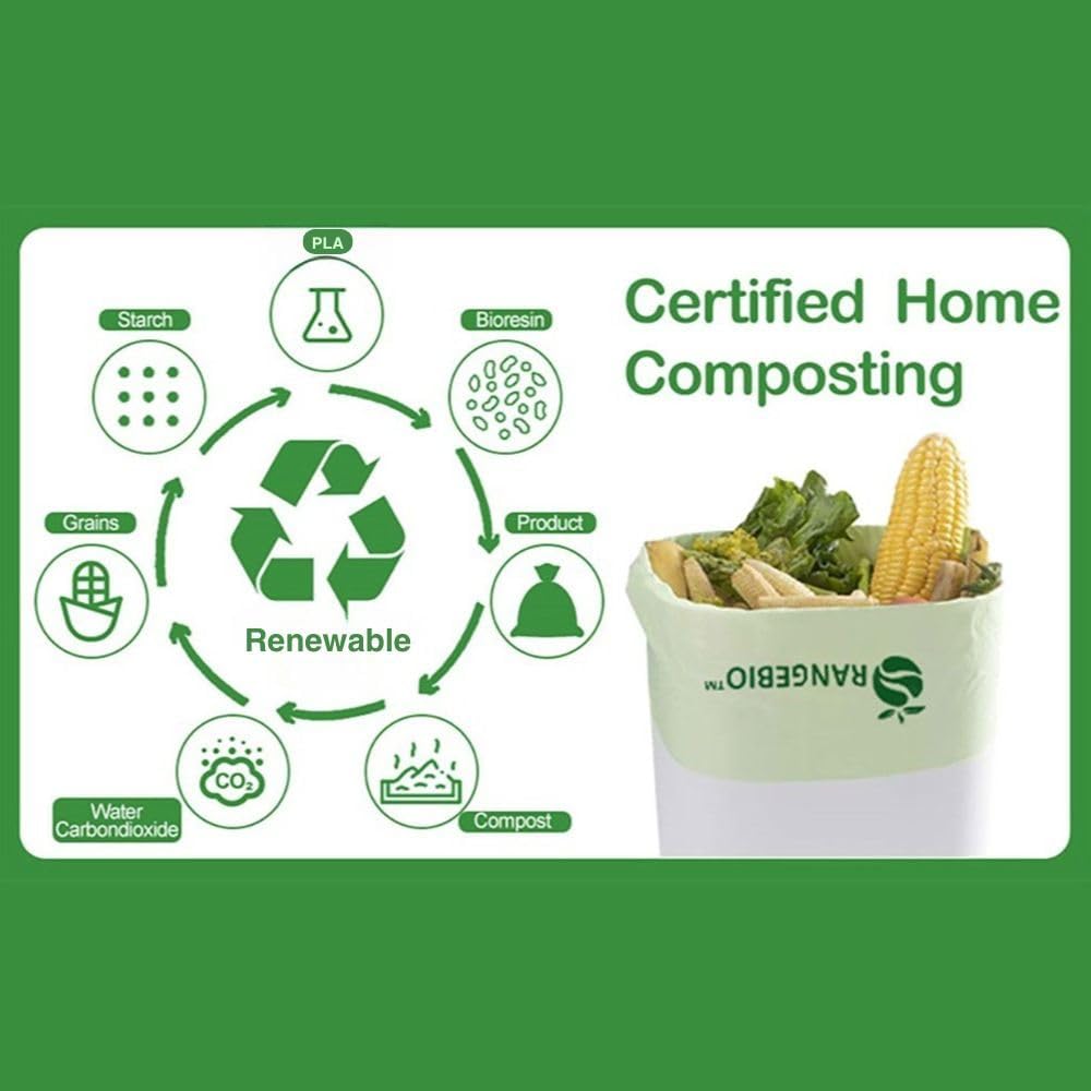 100% Certified Home Compostable Trash Bags, 55 Gallon, 60 Count, 1.5 Mils Extra Thick 38 x 58 Inches, 208 Liter, Compostable Liners, ASTM D6400 EN 13432 US BPI & OK Compost Home Certified