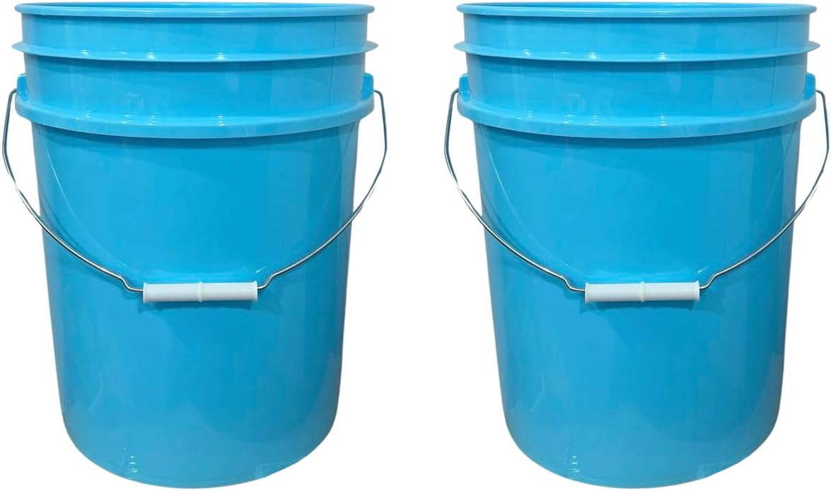 House Naturals 5 Gallon Premium HPDE Plastic Bucket - Made in USA Food Grade Storage Container, BPA Free All Purpose Pail (2, Aqua)