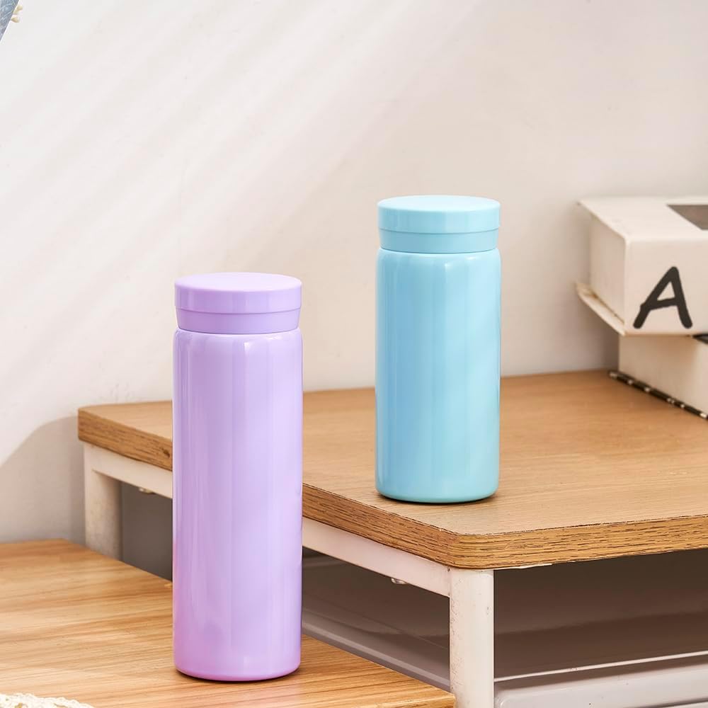 10oz Mini Water Bottle Stainless Steel Thermos Small Flask - Insulated Vacuum, Leak Proof, Keeps Drinks Hot/Cold - Ideal for Coffee, Tea, Water - Purple