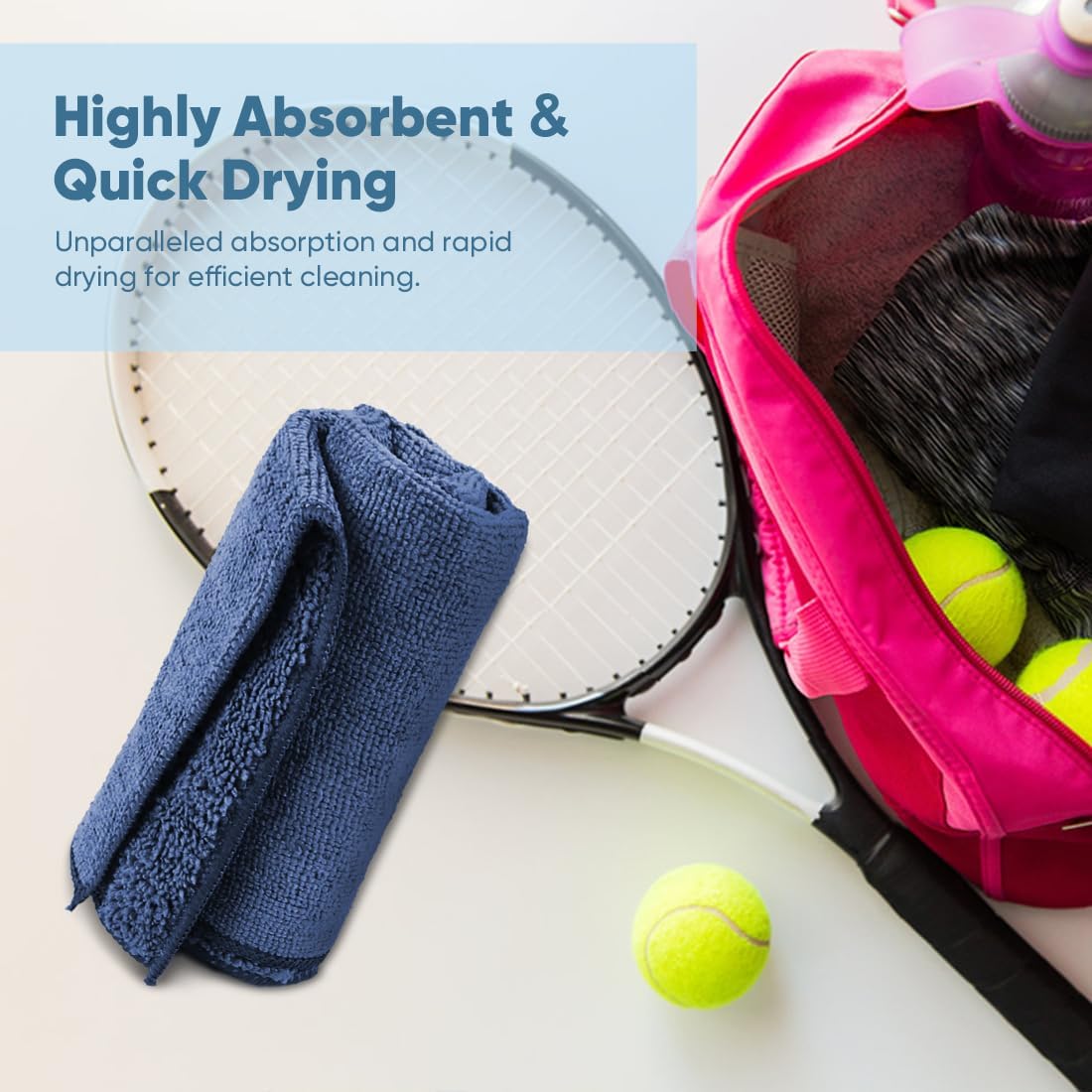 HOMEXCEL Microfiber Washcloths 50 Pack, Highly Absorbent and Soft Face Towel, Multi-Purpose Wash Cloths for Bathroom, Hotel, Spa, Gym, and Kitchen, 12x12 Inch