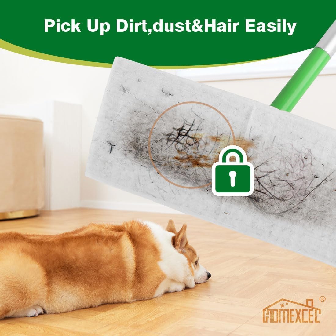 HOMEXCEL Dry Sweeping Cloths Pads Compatible with Swiffer Sweeper, Disposable Duster Refills Mop Pads for Floor Mopping and Cleaning, 64 Count-8 " x 10.4 " Pads Refills-Not Include The Mop