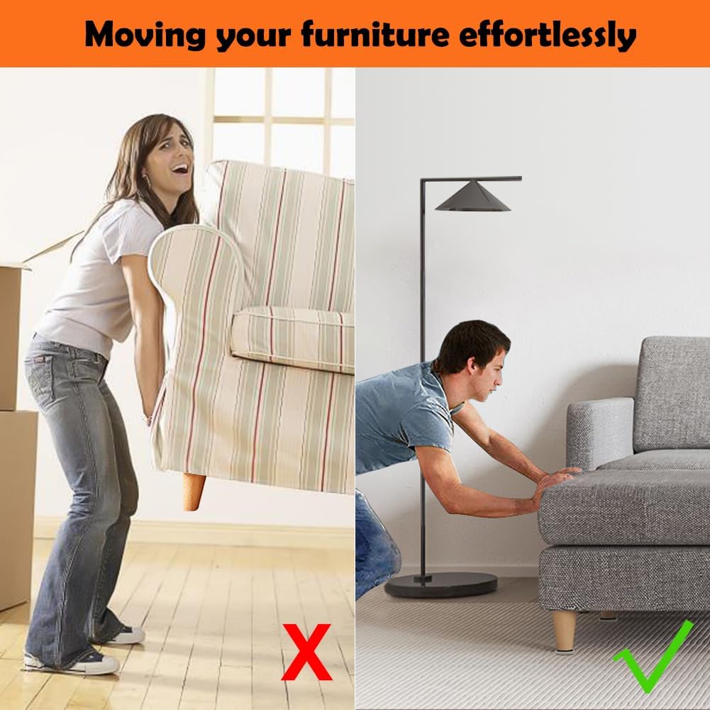 1-1/5 inches Stick Furniture Sliders, 24pcs Furniture Glides for Easy Moving on Carpet Hardwood (Beige)