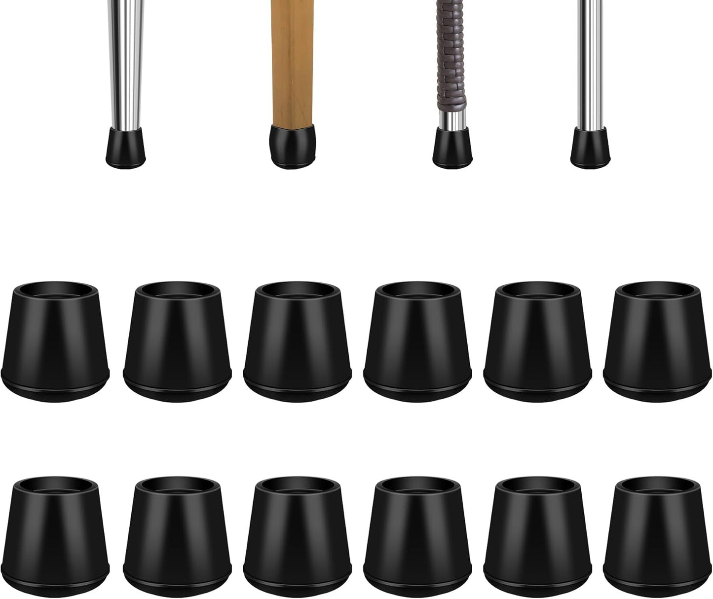 1-1/4” Round Rubber Chair Leg Tips Caps, Chair Leg Floor Protectors Furniture Legs Caps Non Slip Reduce Noise for Hardwood Floors (Black, 8 Pack)