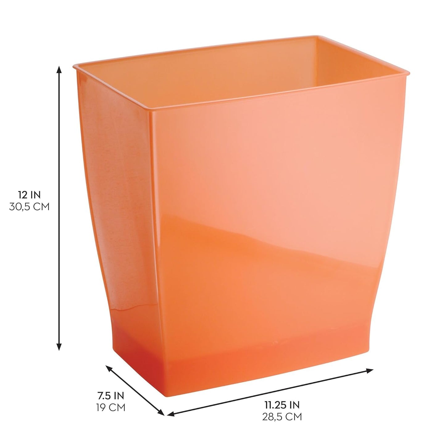 iDesign Bathroom Trash Can - Ideal for Primary and Guest Bathroom or Office - Orange - Made in USA