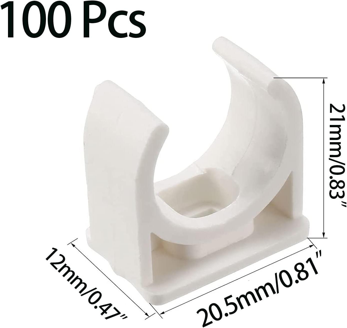 100 Pcs U-Shaped PVC Water 16mm Pipe Clamps Clips, U-Shaped Buckles Fit for 1/2" (16mm) Water Pipes and TV Trays Tubing Hose Hanger Support Pex Tubing （White 16mm）