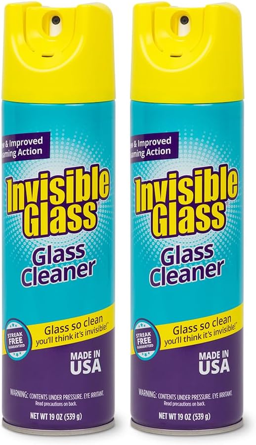 Invisible Glass 91160-2PK Premium Glass and Window Cleaner for Auto and Home Cleans Glass, Windows, Glass Cooktops, Patio Doors, and More, Streak-Free, Ammonia-Free, Tint-Safe, 19 Oz, Pack of 2