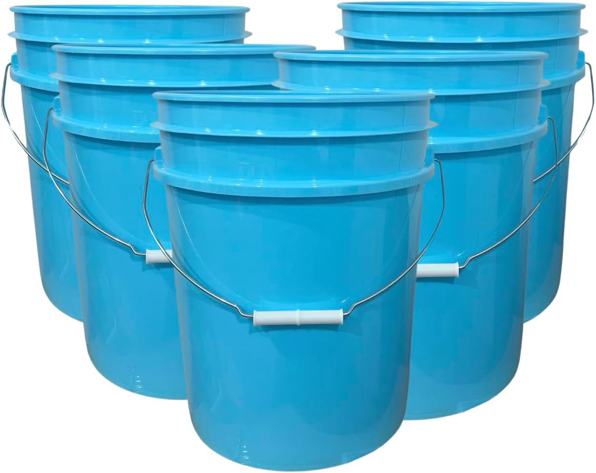 House Naturals 5 Gallon Premium HPDE Plastic Bucket - Made in USA Food Grade Storage Container, BPA Free All Purpose Pail (5, Aqua)