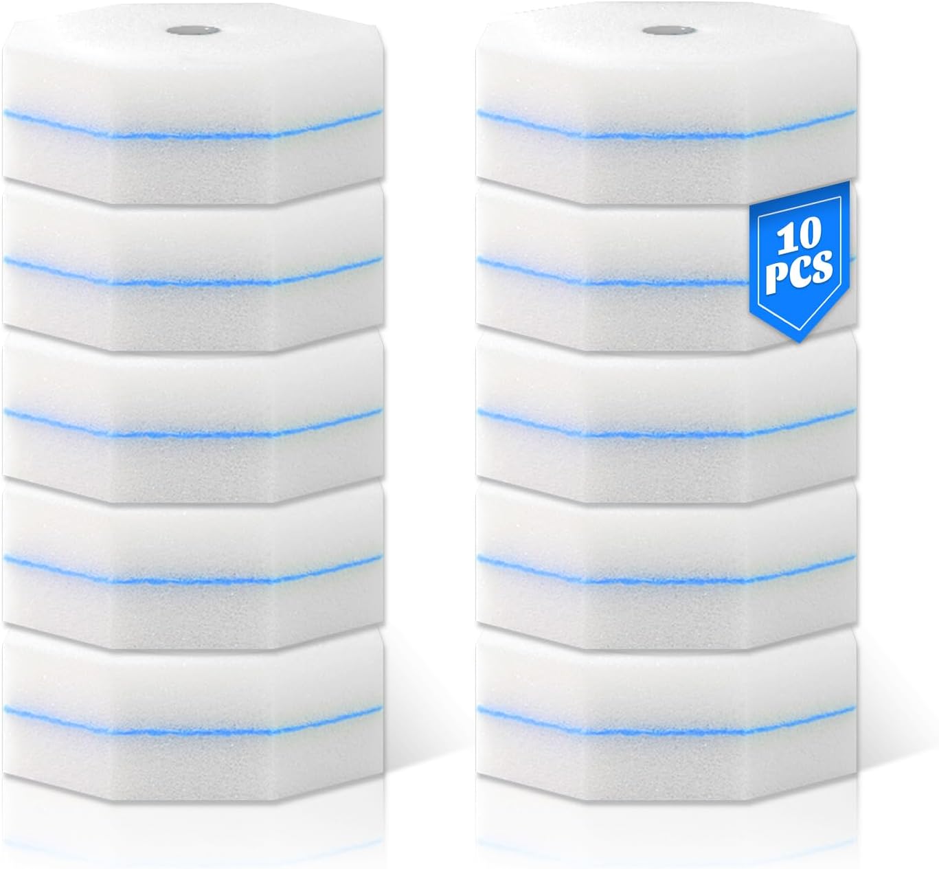 10PCS Toilet Wand Refills - Disposable Replacement Heads for Most Toilet Brushes | Hygienic Cleaning Pads | No-Scratch, Quick-Dry & Easy-to-Use (Sponge Cleaning Head)