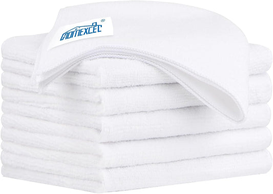 HOMEXCEL Microfiber Cleaning Cloth 6 Pack 12.5 x 12.5 inch Microfiber Towels for Cars Ultra Absorbent Car Washing Cloth Lint Free Streak Free Cleaning Rags for Car Kitchen Window White