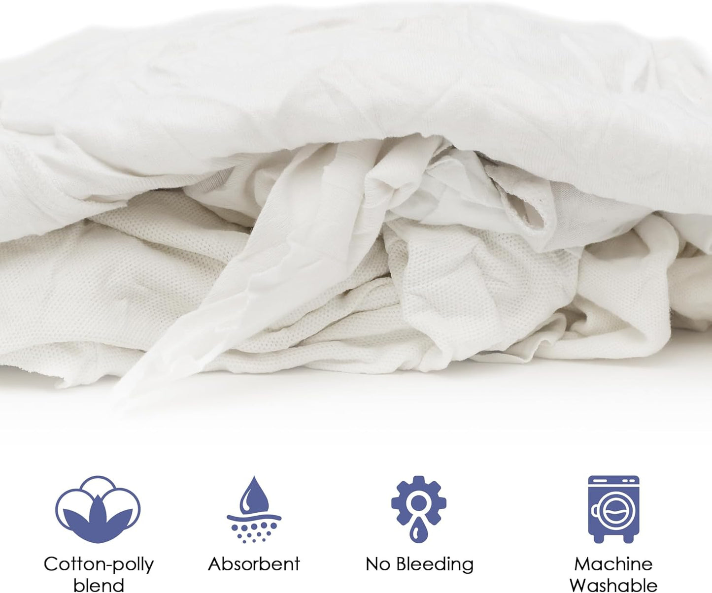 Huck & Terry White T-Shirt Bag of Rags (1 LB Bag), 100% Recycled Material, Cotton Blend Bar Mop, Reclaimed, Eco-Friendly Cloth, Cleaning & Painting Rags, Lint Free, Highly Absorbent