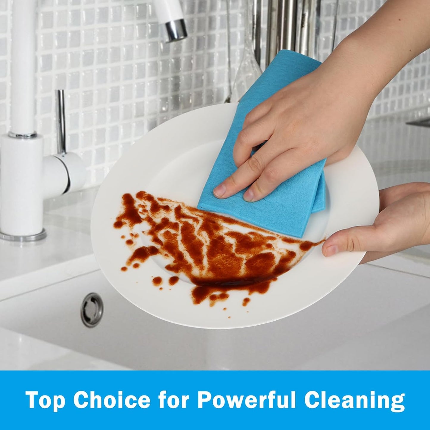 HOMEXCEL Swedish Dishcloths for Kitchen, 20 Pack Reusable Sponge Dish Cloth for Kitchen and Cleaning Counters, Super Absorbent Paper Towels (Blue/White/Pink)