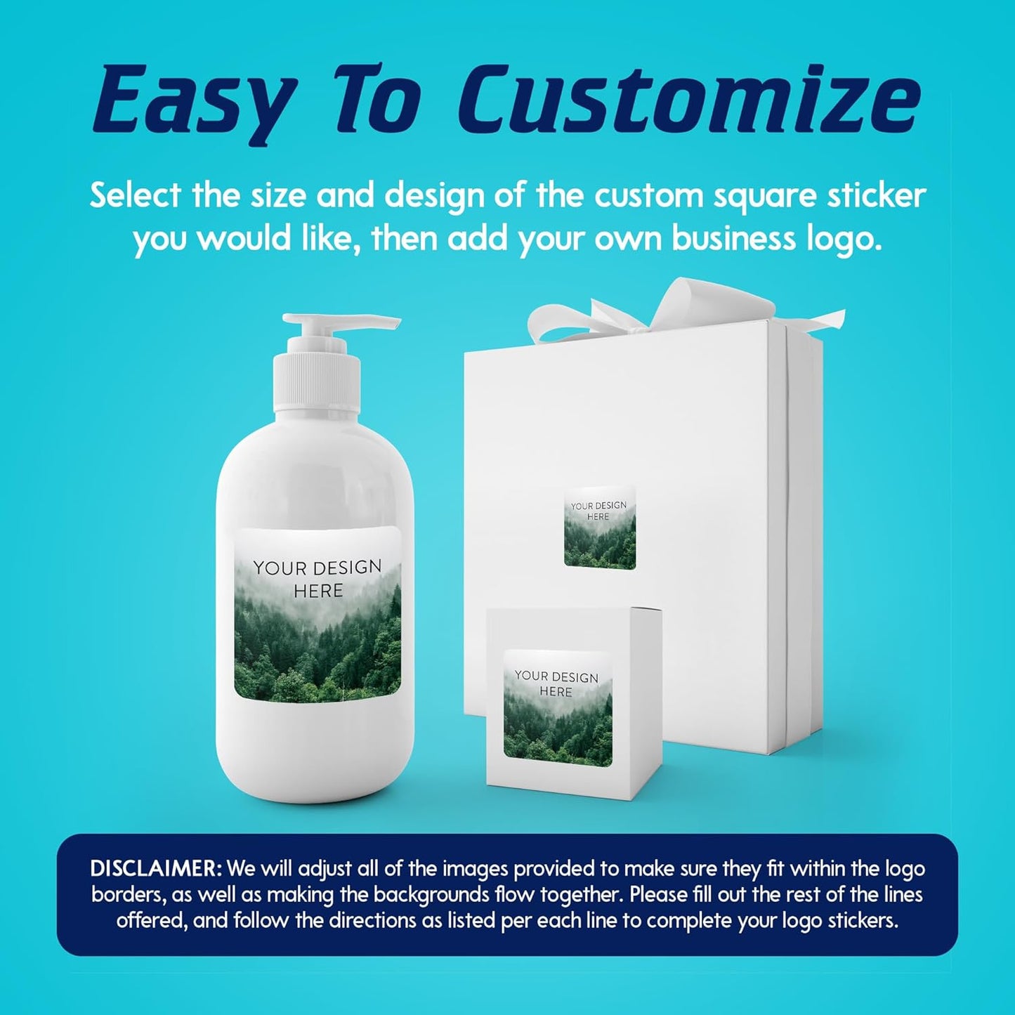 100 Custom Vinyl Stickers - Upload Your own Image, Text, Design, Logo - Personalized Logo Labels for Handmade, Packaging, Bottle, Jars, Candle, Brand Stickers (Foggy Valley, 6x6 Square)