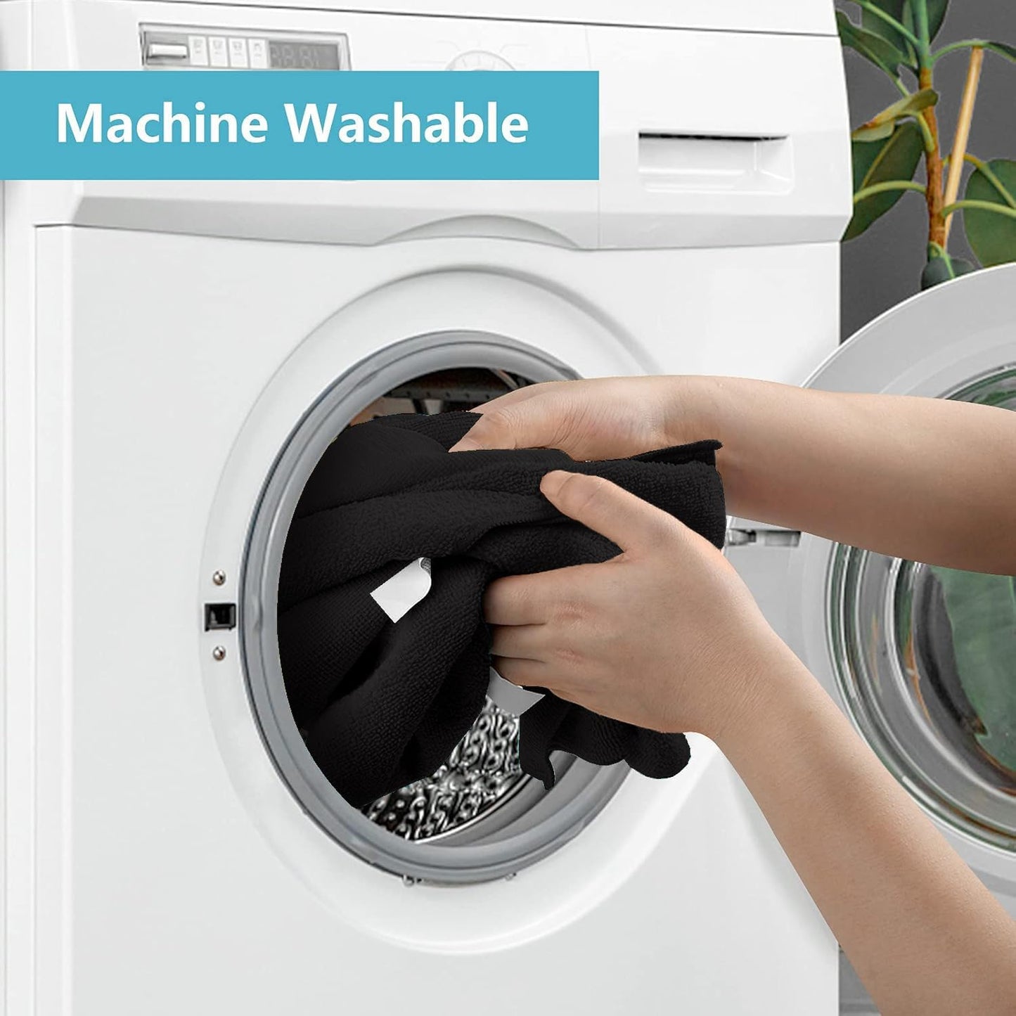 HOMEXCEL Black Microfiber Cleaning Cloth, 8 Pack Cleaning Towels for Kitchen, Lint Free, Scratch-Free, Highly Absorbent, and Reusable Cleaning Rags for House, Window and Glass, Cars, 11.5 X11.5 inch