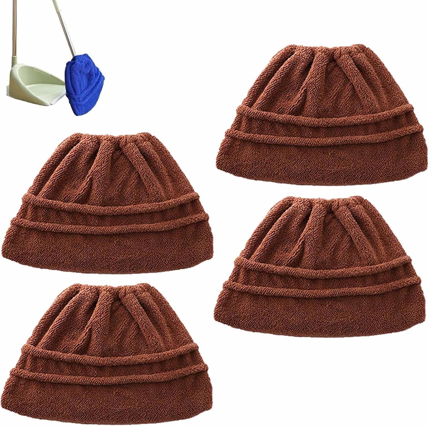 Icexeco Lazy Broom Cover Cloth, Multifunctional Lazy Brooms Cover, Washable Reusable Microfiber Broom Sweeping Refill, Wet & Dry Dual Use, Washable Mop Covers (4PCS-Brown)