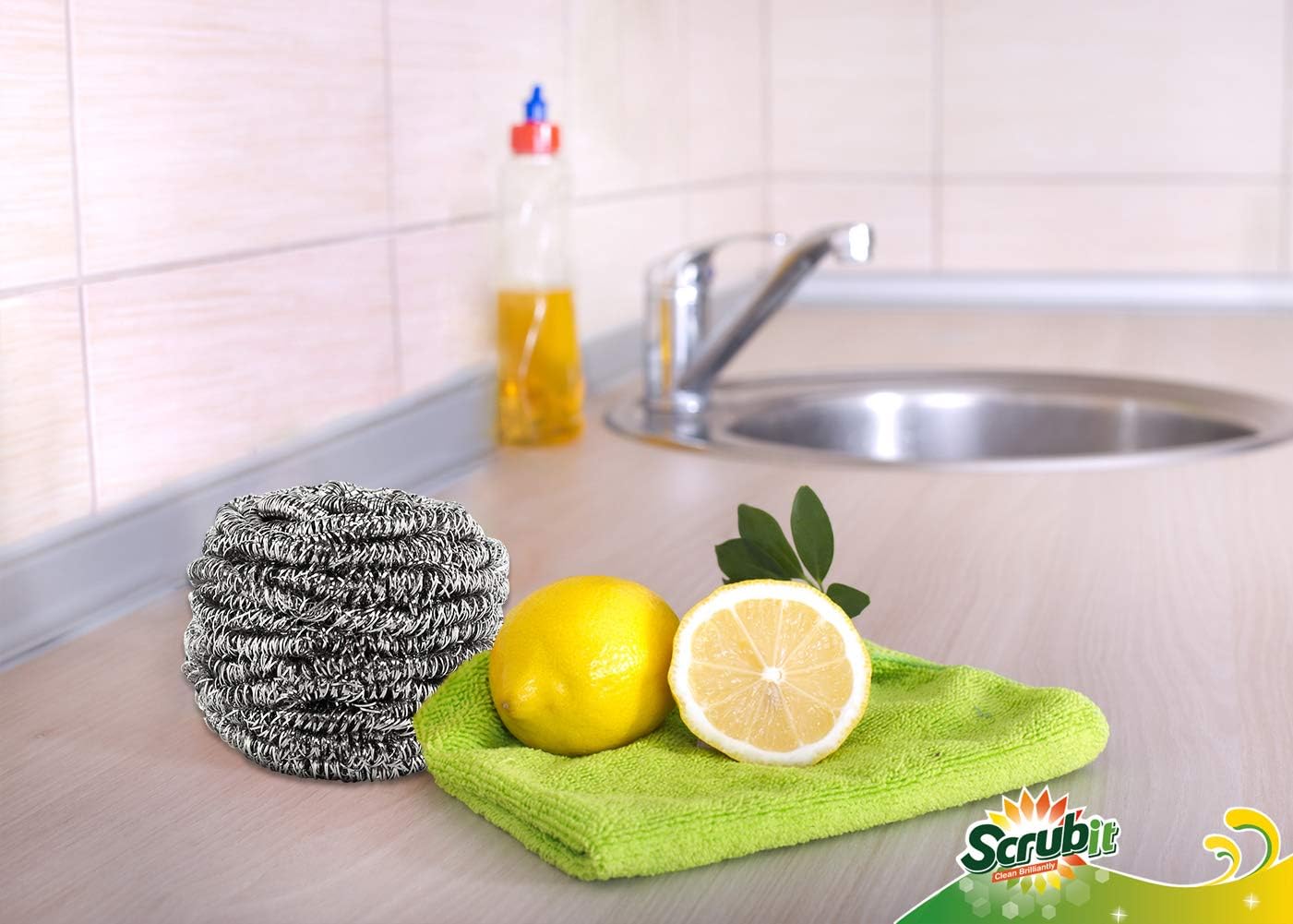 12 Pack Stainless Steel Scourers by Scrub It – Steel Wool Scrubber Pad Used for Dishes, Pots, Pans, and Ovens. Easy scouring for Tough Kitchen Cleaning.