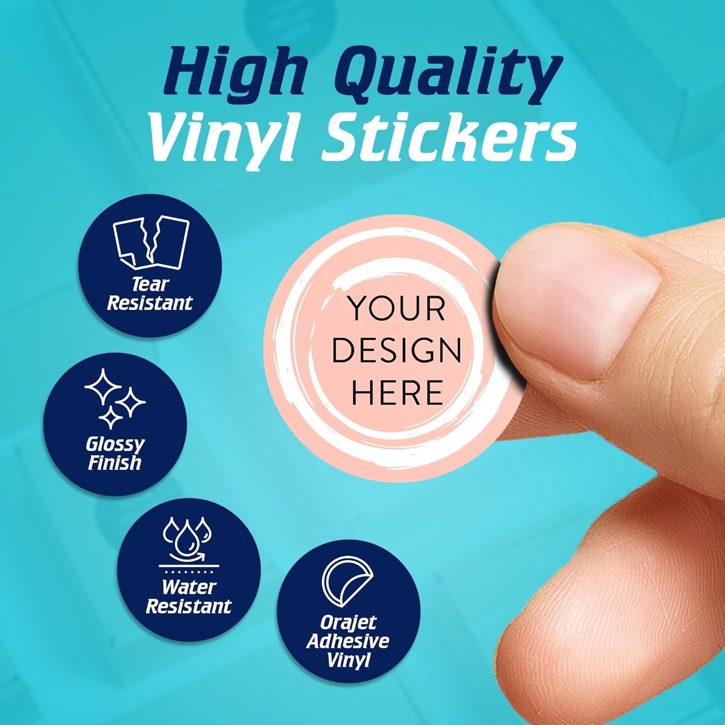 100 Custom Vinyl Stickers - Upload Your own Image, Text, Design, Logo - Personalized Logo Labels for Handmade, Packaging, Bottle, Jars, Candle, Brand Stickers (Peach, 1x1)