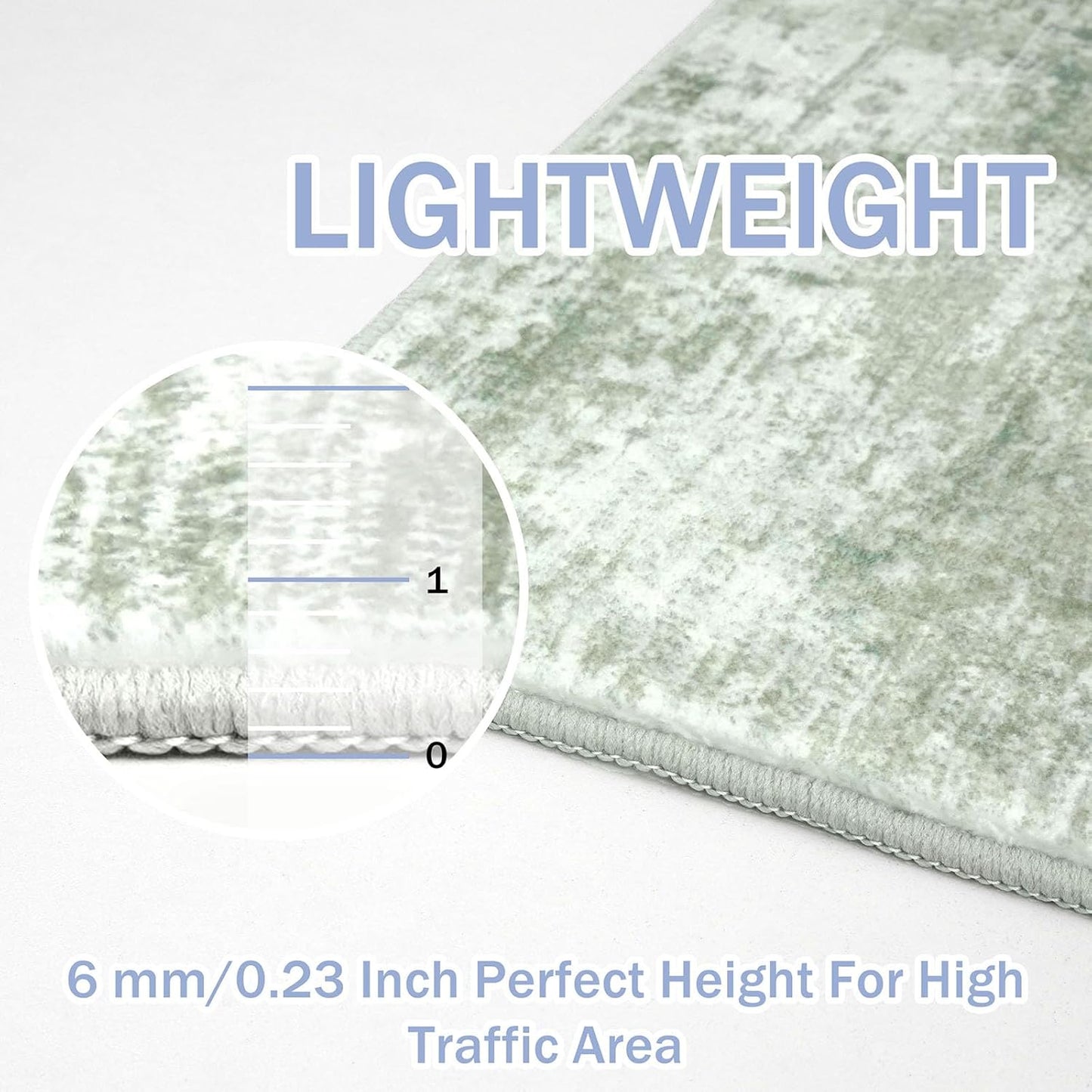 IOHOUZE Abstract Runner Rug 2x6 Ft Washable Runners for Hallways, Non Slip Kitchen Runner Printed Faux Wool Entryway Runner Indoor, Modern Abstract Floor Carpet for Hall Kitchen Bedroom, Sage Green