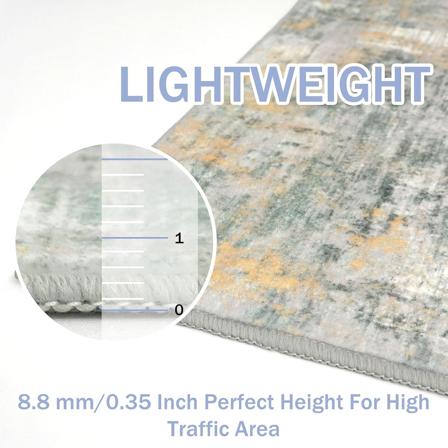 IOHOUZE Abstract Area Rug 3x5 Ft Washable Rugs for Entryway Indoor, Non Slip Kitchen Rug Printed Faux Wool Throw Rugs, Indoor Door Mat for Door Entrance Foyer Living Room, Light Green/Gray/Orange