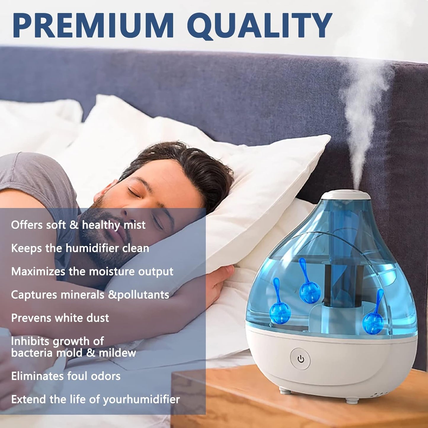 Humidifier Tank Cleaner, Raipoment Demineralization Cleaning Ball, Compatible with Mist Humidifiers, Fish Tank, Purifies Water, Prevents Hard Water Build-Up (20 Pack cleaning ball)