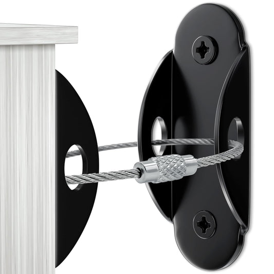 10 Pack Furniture Wall Anchors for Baby Proofing, Anti Tip Furniture Anchors, Secure 400 Pound Furniture, Dresser, Bookcase to Wall Prevent Falling, Earthquake Straps for Child Safety (Black)