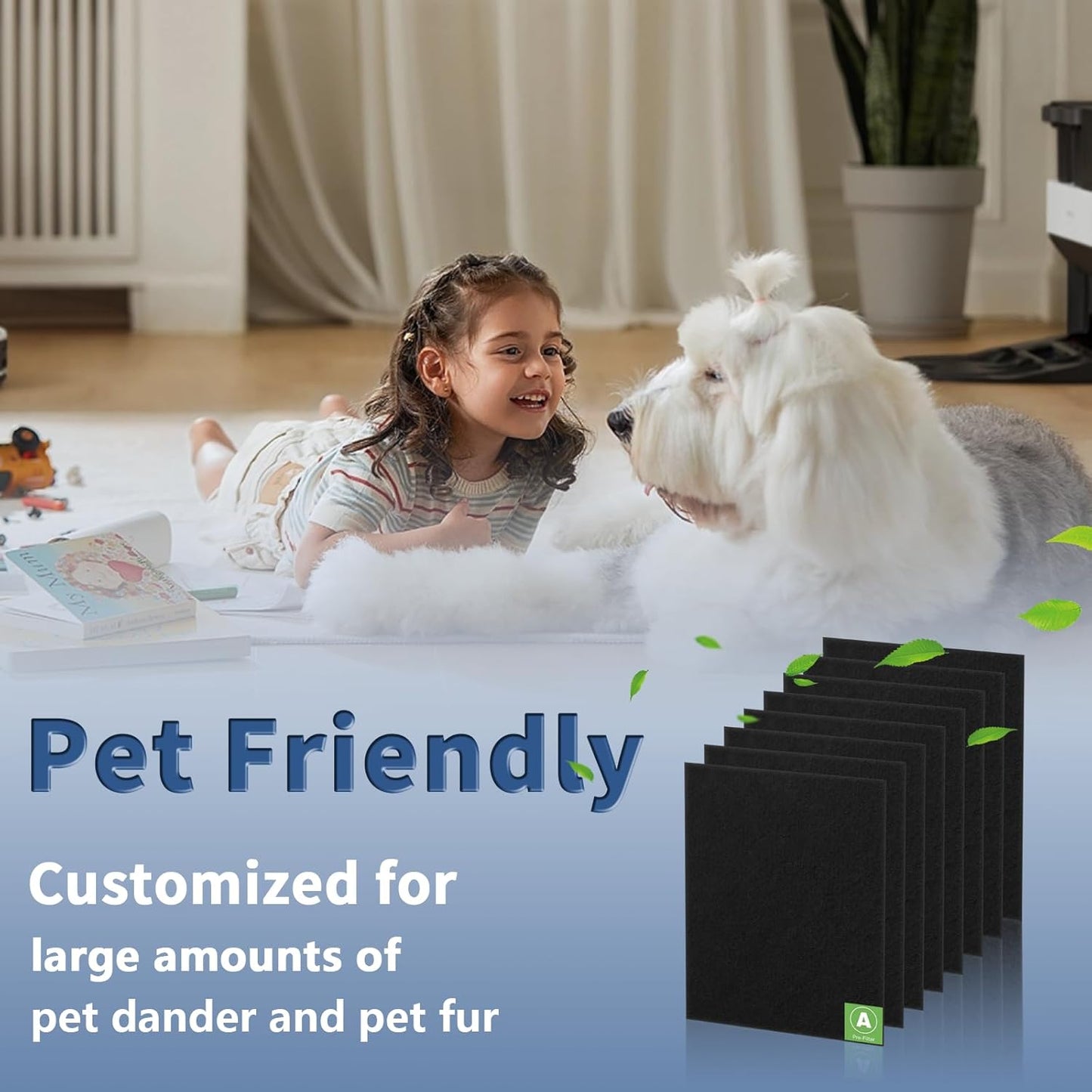 HRF-A300 Pre Filter A Replacement for Honeywell HEPA Air Purifier HPA300 Series, Funmit 8 Pack Precut Activated Carbon Pre Filter Replacement Compatible with Honeywell Air Purifier Prefilter A