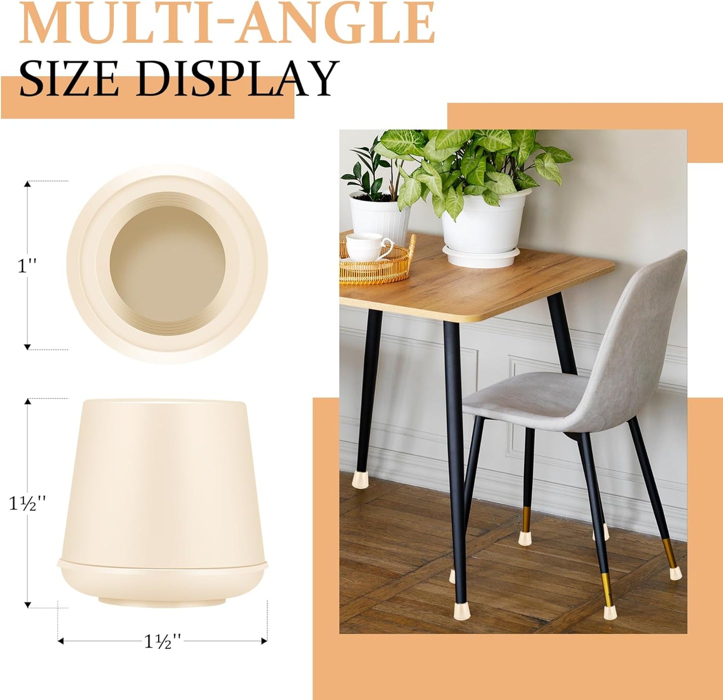 1" Round Rubber Chair Leg Tips Caps, Chair Leg Floor Protectors, Non-Slip Chairs Legs Caps, Stool Feet Protectors Cap, Folding Metal Chairs Legs Tip Replacement (White, 24 Pack)