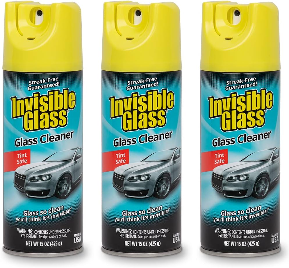 Invisible Glass 91163-3PK Premium Aerosol Glass and Window Cleaner for Auto and Home, Streak-Free, Ammonia-Free, Tint-Safe, 15 oz (Pack of 3)