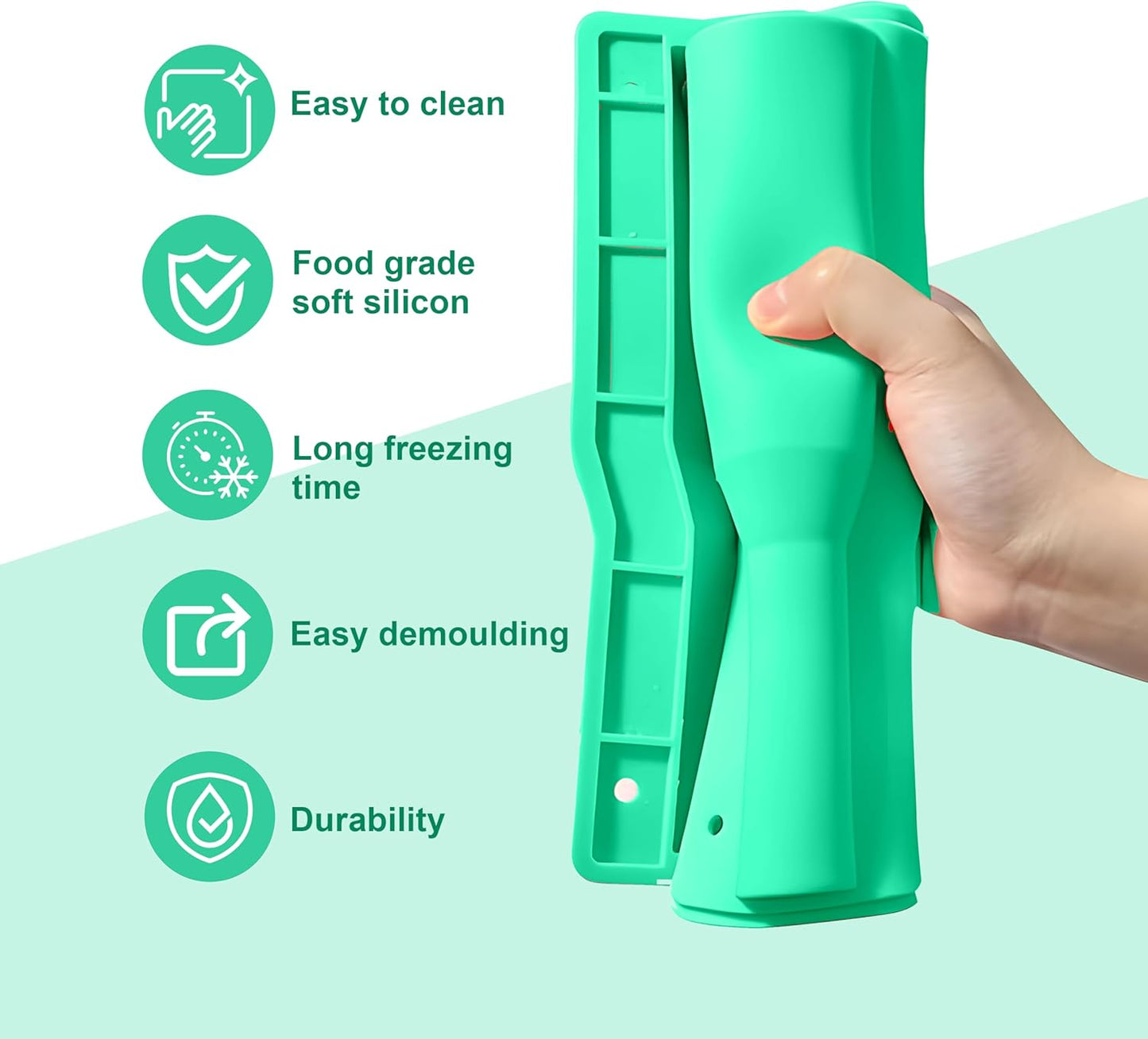 Ice Cube Tray for Tumbler, 1 Pcs Silicone Hollow Cylinder Ice Mold for Freezer, Ice Drink, Juice, Cocktail, Compatible with 40Oz Tumbler (GREEN)