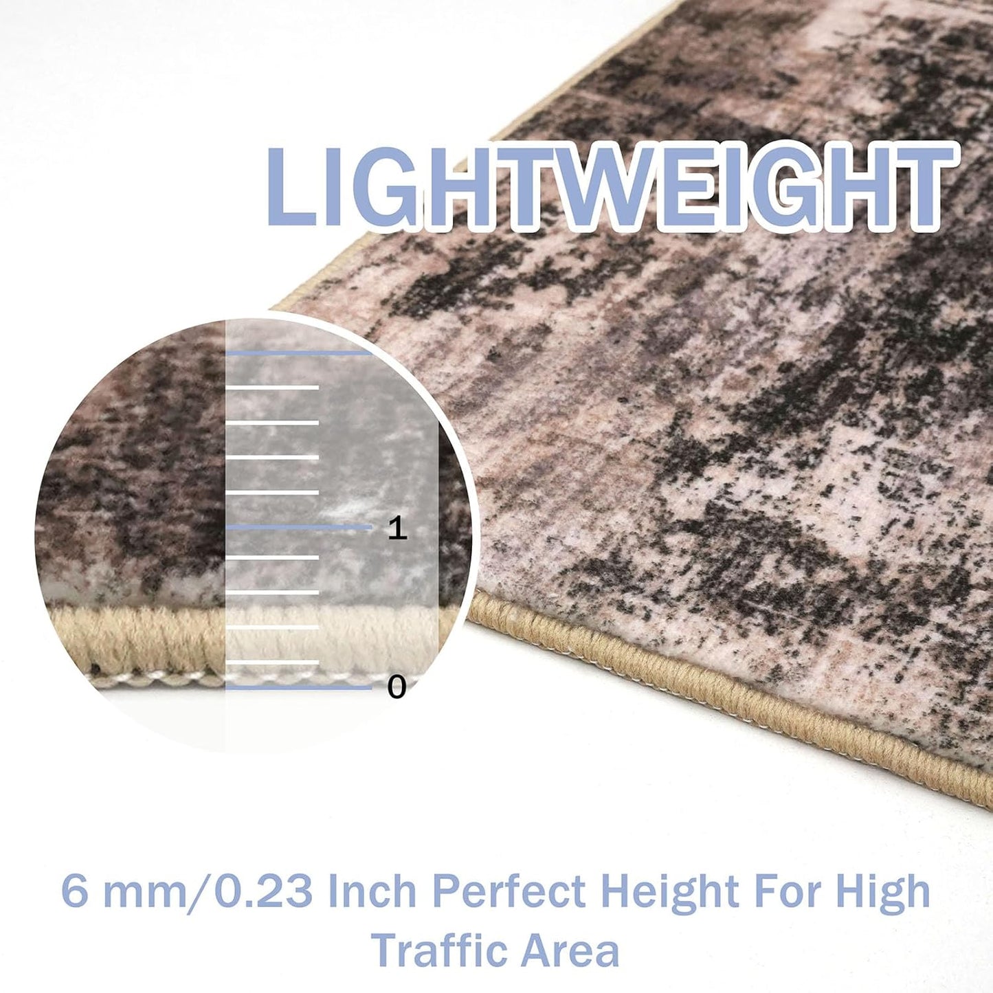 IOHOUZE Abstract Runner Rug 2x5 Ft Washable Runners for Hallways, Non Slip Kitchen Runner Printed Faux Wool Entryway Runner Indoor, Modern Abstract Floor Carpet for Hall Kitchen Bedroom, Brown/Rust