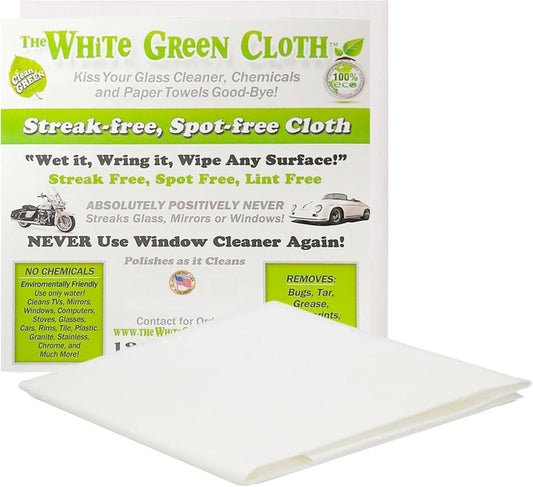 1-Pack Reusable Cleaning Cloth for Streak-Free Windows, Mirrors & All-Purpose Cleaning – Chemical-Free, Absorbent, Non-Abrasive, 16" x 16" White Cleaning Rag, Made in The USA