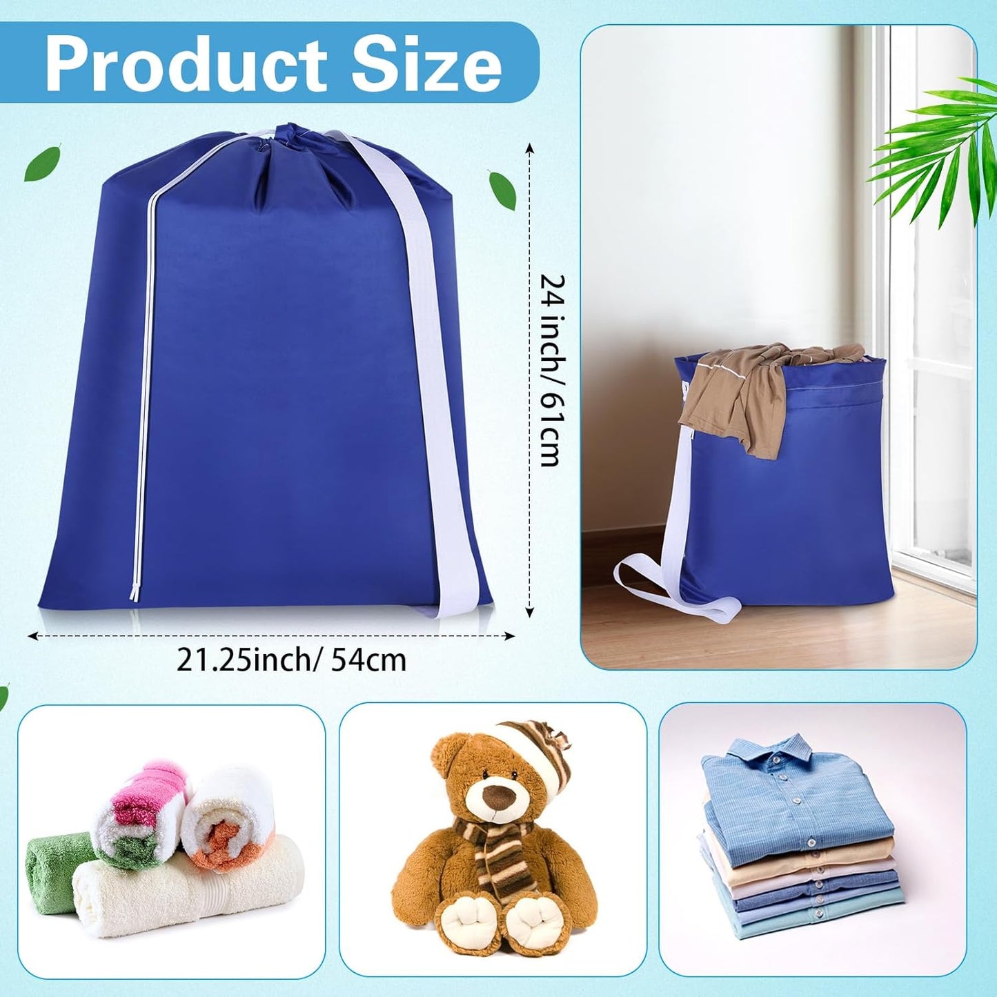 10 Pcs Nylon Extra Large Laundry Bag with Strap Travel Laundry Bags with Drawstring Closure Portable Cloth Bag for College Dorm Apartment Dwellers(Dark Color,24 x 21 Inch)