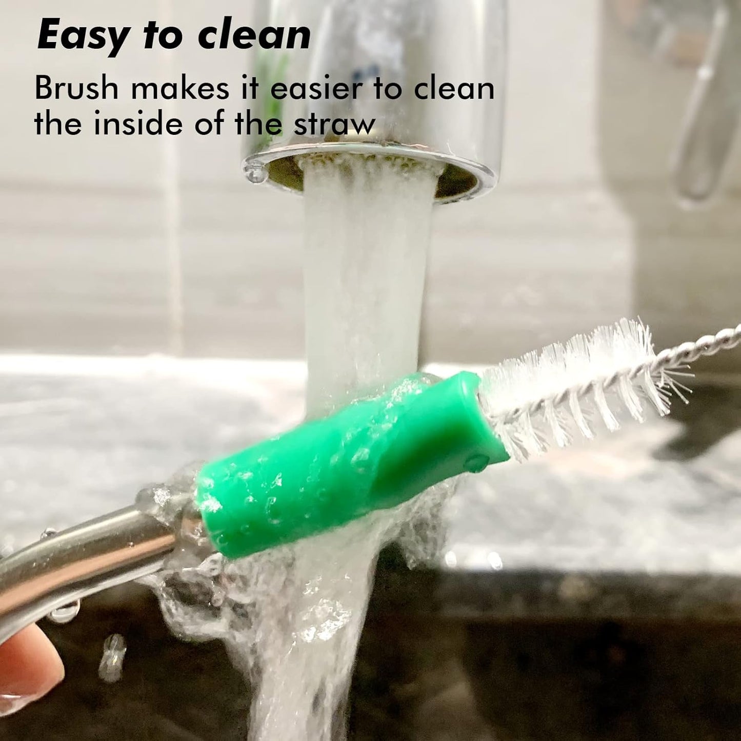 (4 Pack) Stainless Steel Straws Long Metal Straws with Cleaning Brush, Removable Filter, Size 8.26 * 0.35 inches