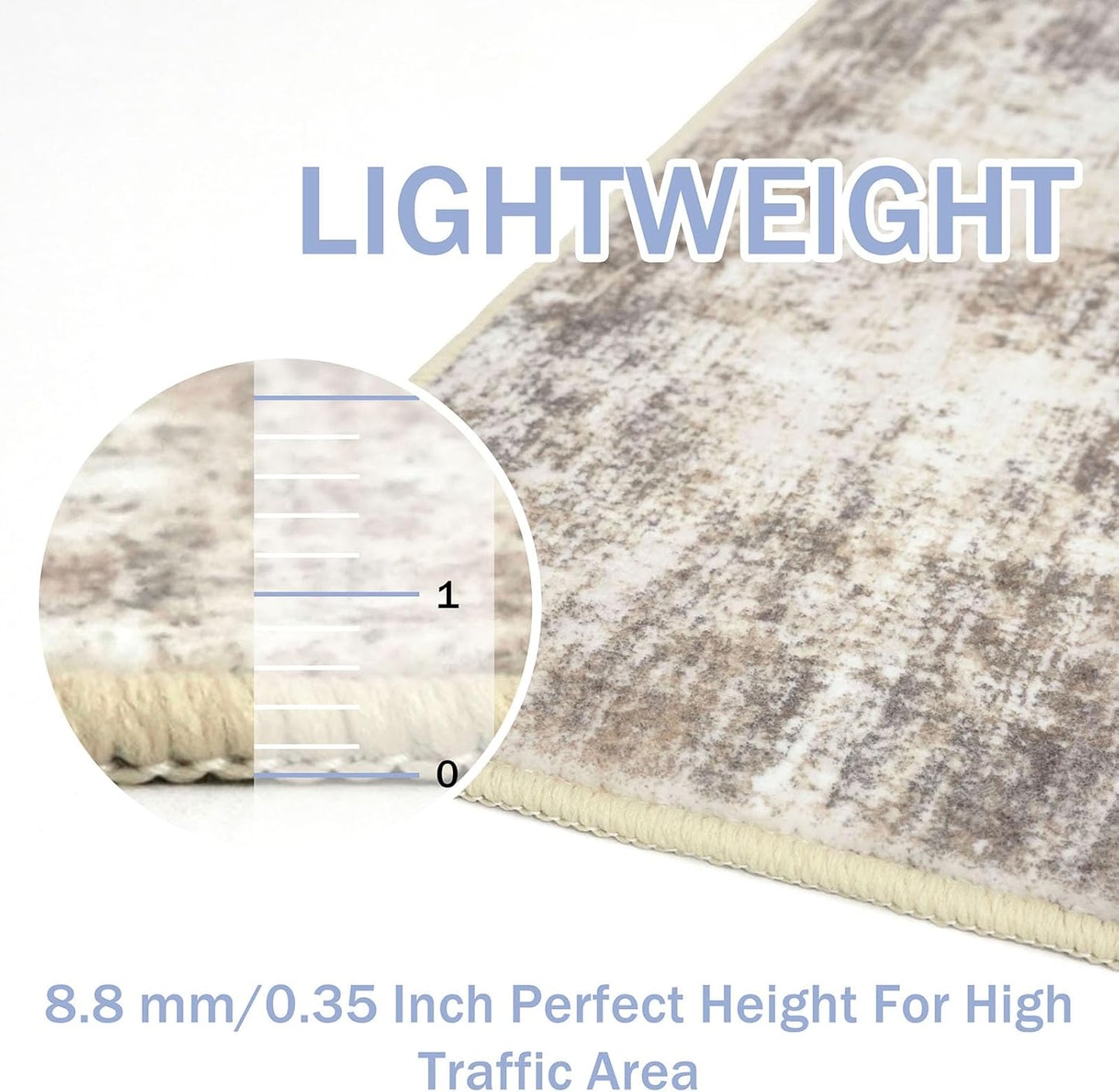 IOHOUZE Abstract Runner Rug 2x10 Ft Washable Runners for Hallways, Non Slip Kitchen Runner Printed Faux Wool Entryway Runner Indoor, Modern Abstract Floor Carpet for Hall Kitchen, Beige Brown