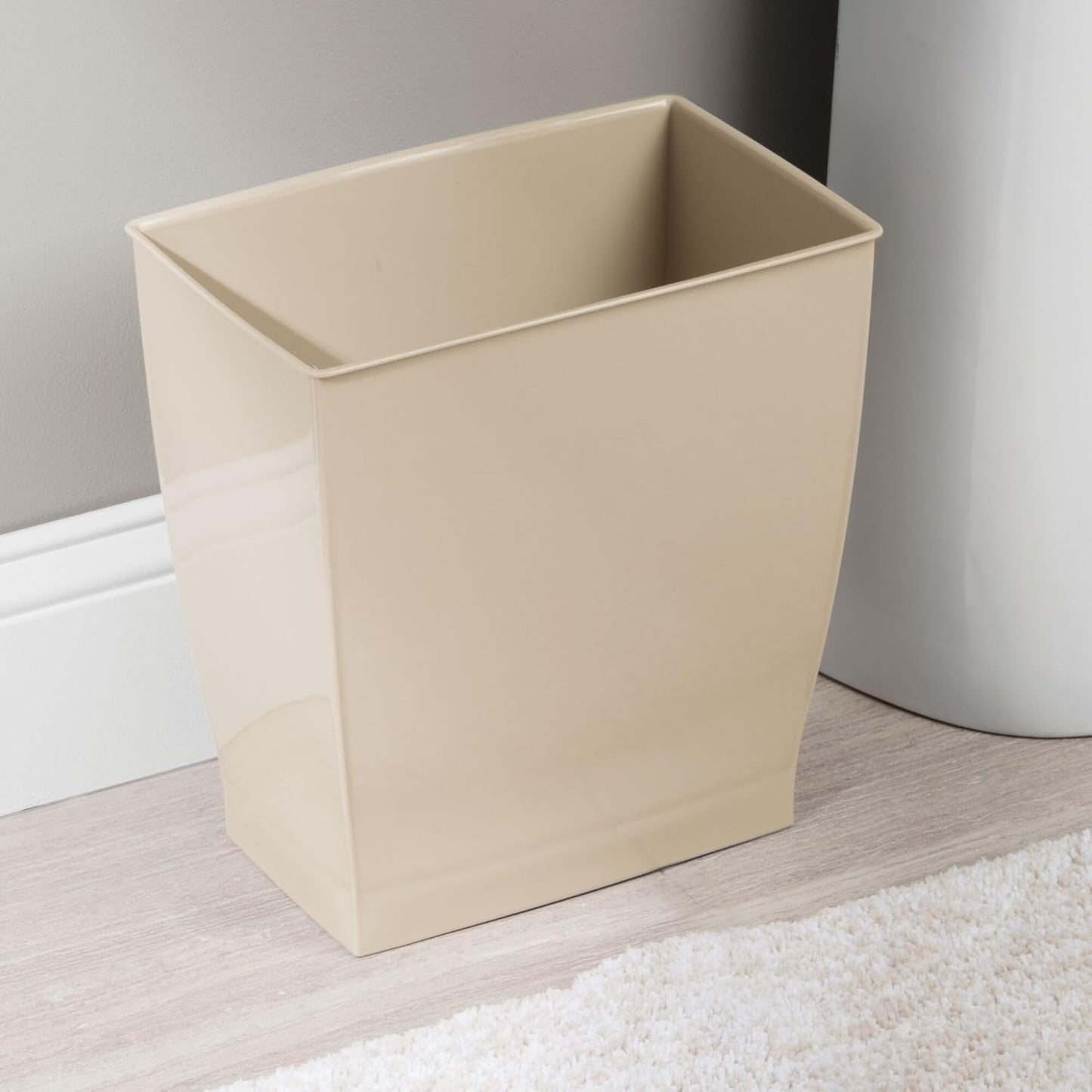 iDesign Small Rectangular Bathroom Trash Cans - Set of 2 - Taupe Brown