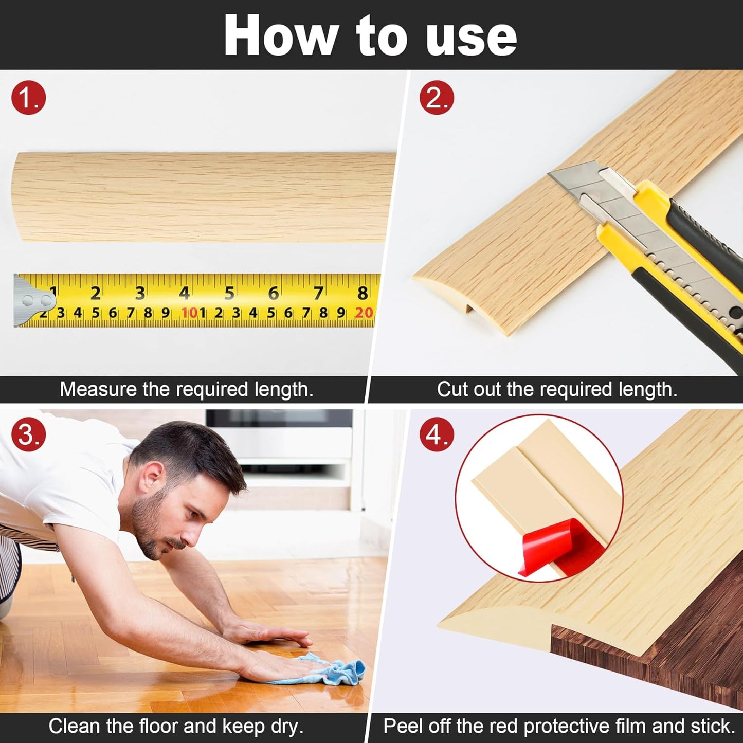 10Ft Carpet Floor Transition Strip, Self Adhesive Floor Edging Trim Strip, PVC Threshold Cover for Doorway, Floor Divider Strip Suitable for Threshold Height Less Than 5 mm - Beige Cream