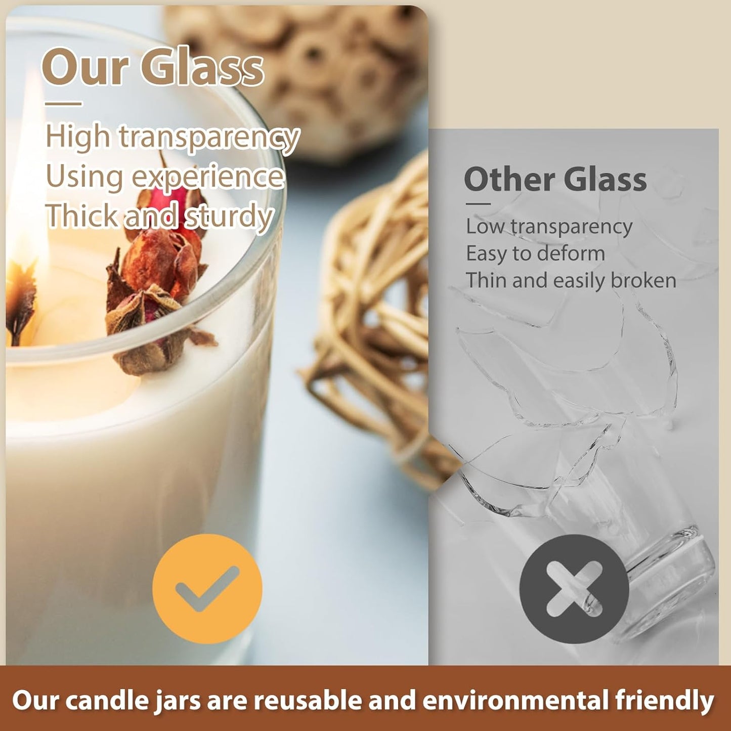 12 OZ Thick Candle Jars for Making Candles 12 Pcs, Empty Jars with Wood Lids for Spice Jars, Sample Container, Frosted Green