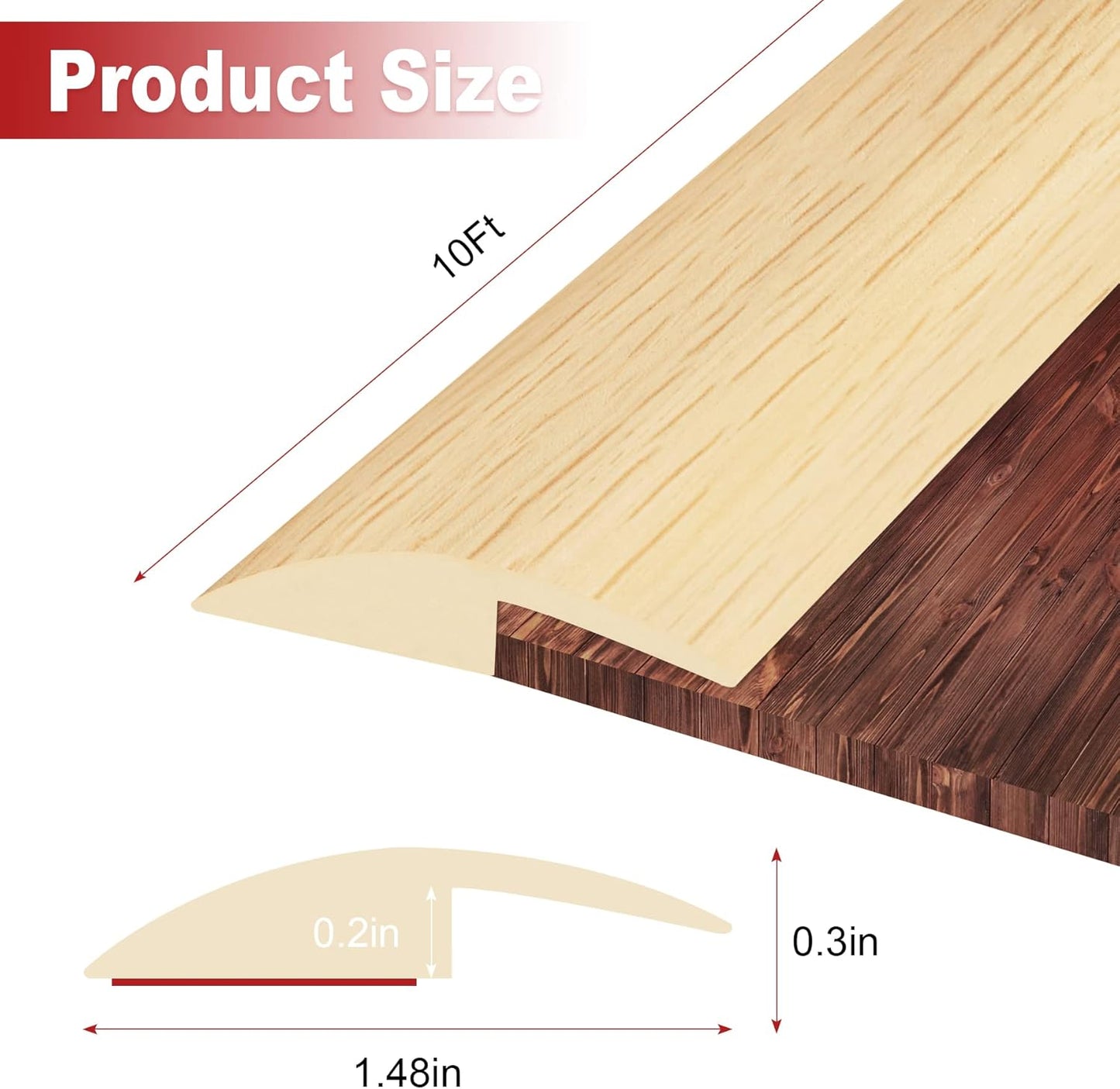 10Ft Carpet Floor Transition Strip, Self Adhesive Floor Edging Trim Strip, PVC Threshold Cover for Doorway, Floor Divider Strip Suitable for Threshold Height Less Than 5 mm - Beige Cream