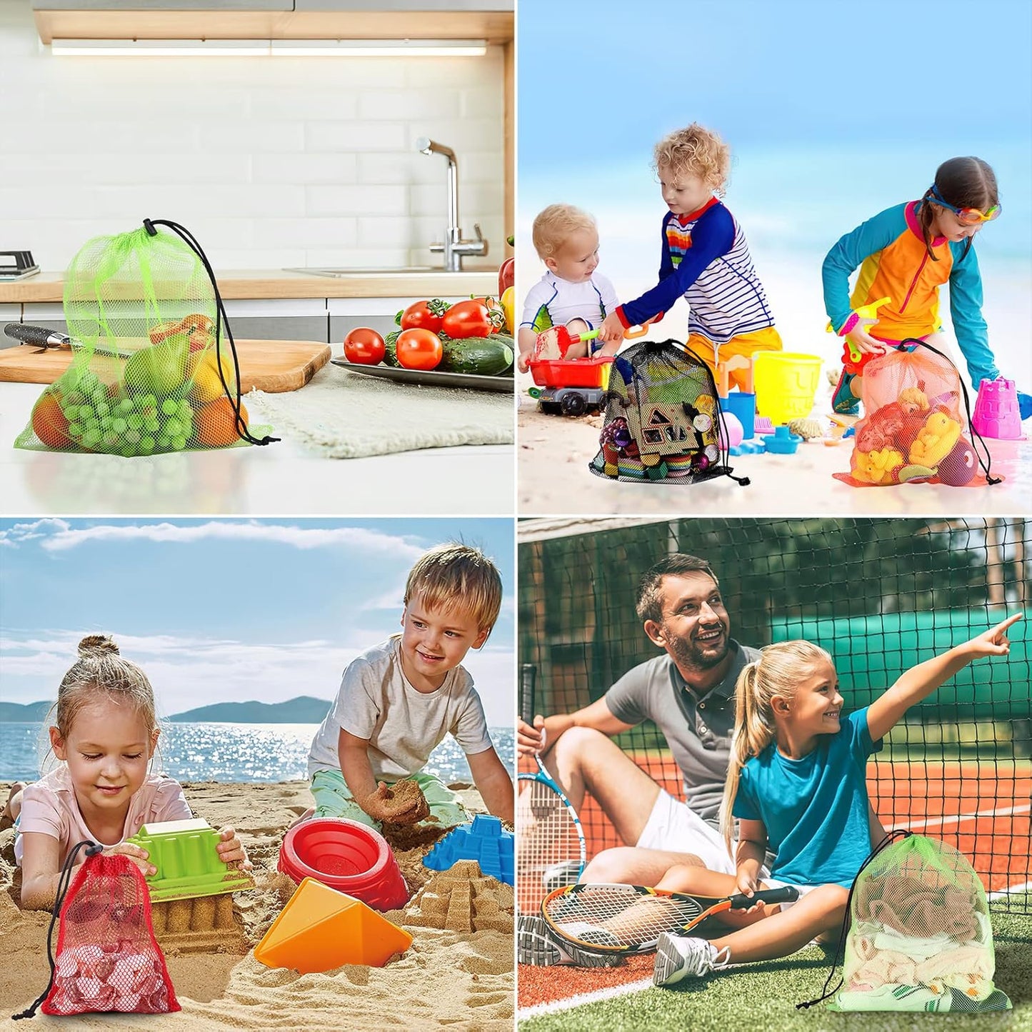 iMucci 13"X15.5" 6Pcs Mesh Laundry Drawstring Bag Nylon Drawstring Gym Bag with Cord Lock Closure