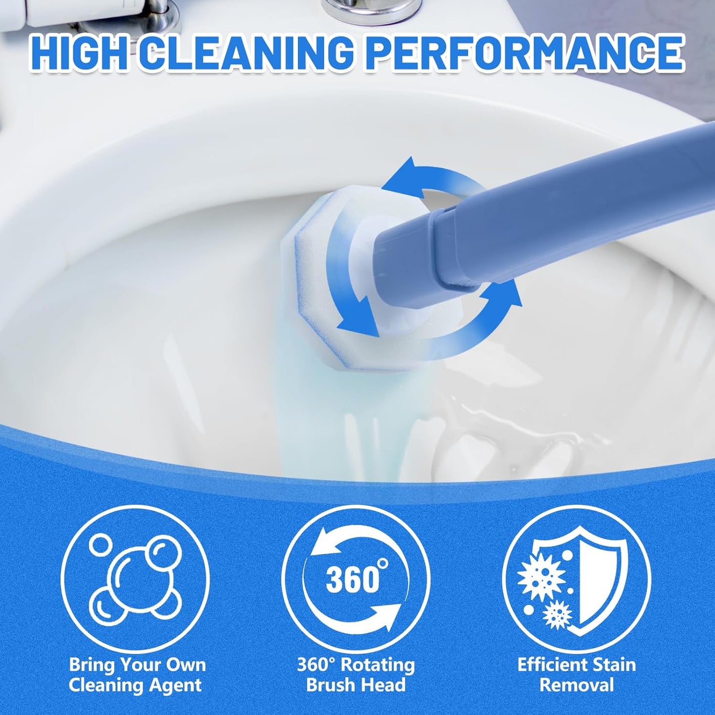 10PCS Toilet Wand Refills - Disposable Replacement Heads for Most Toilet Brushes | Hygienic Cleaning Pads | No-Scratch, Quick-Dry & Easy-to-Use (Sponge Cleaning Head)